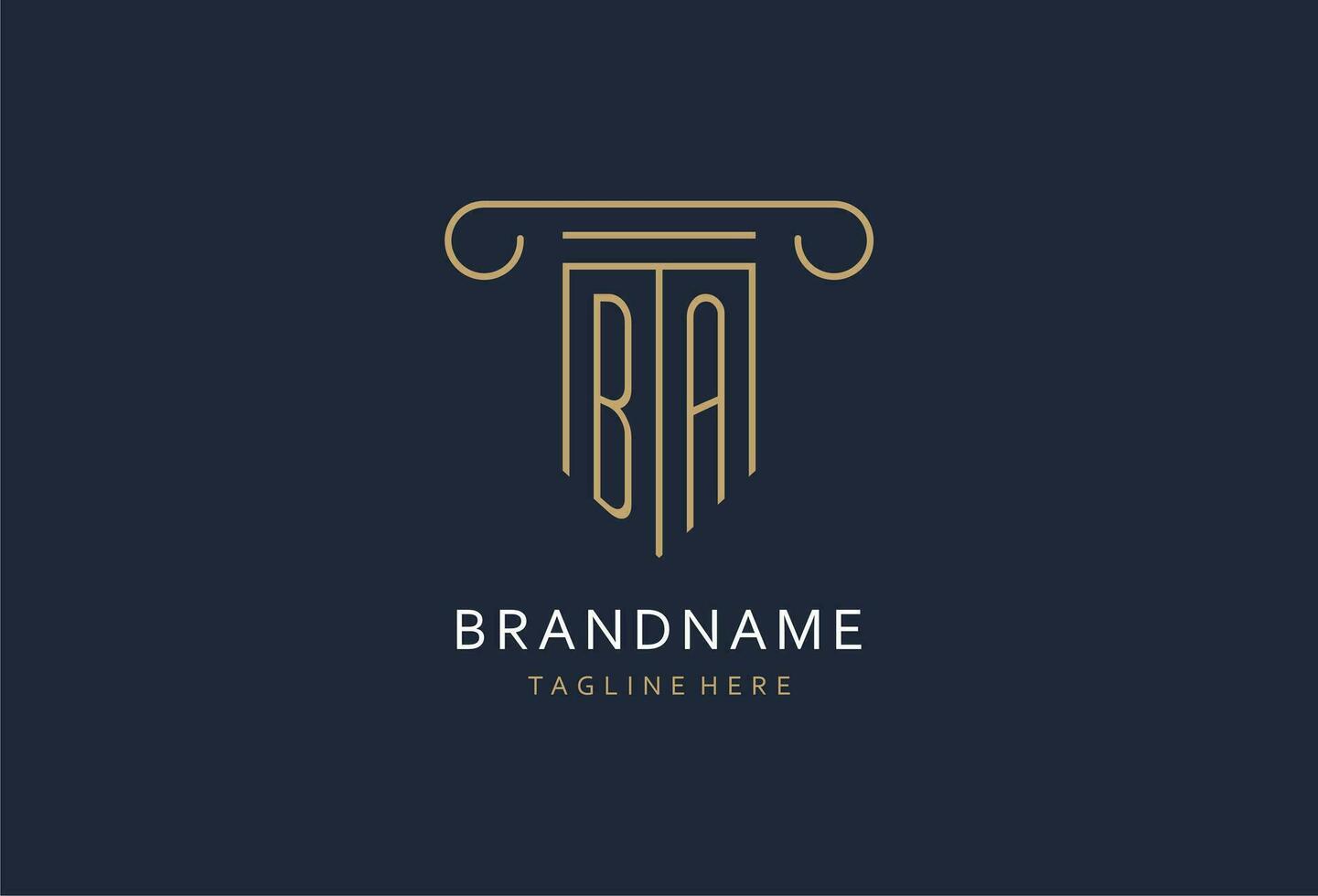 BA initial with pillar shape logo design, creative monogram logo design for law firm vector