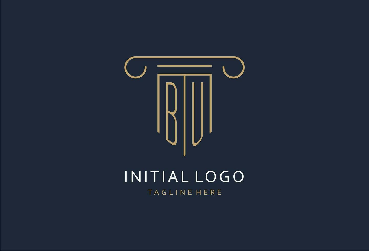 BU initial with pillar shape logo design, creative monogram logo design for law firm vector