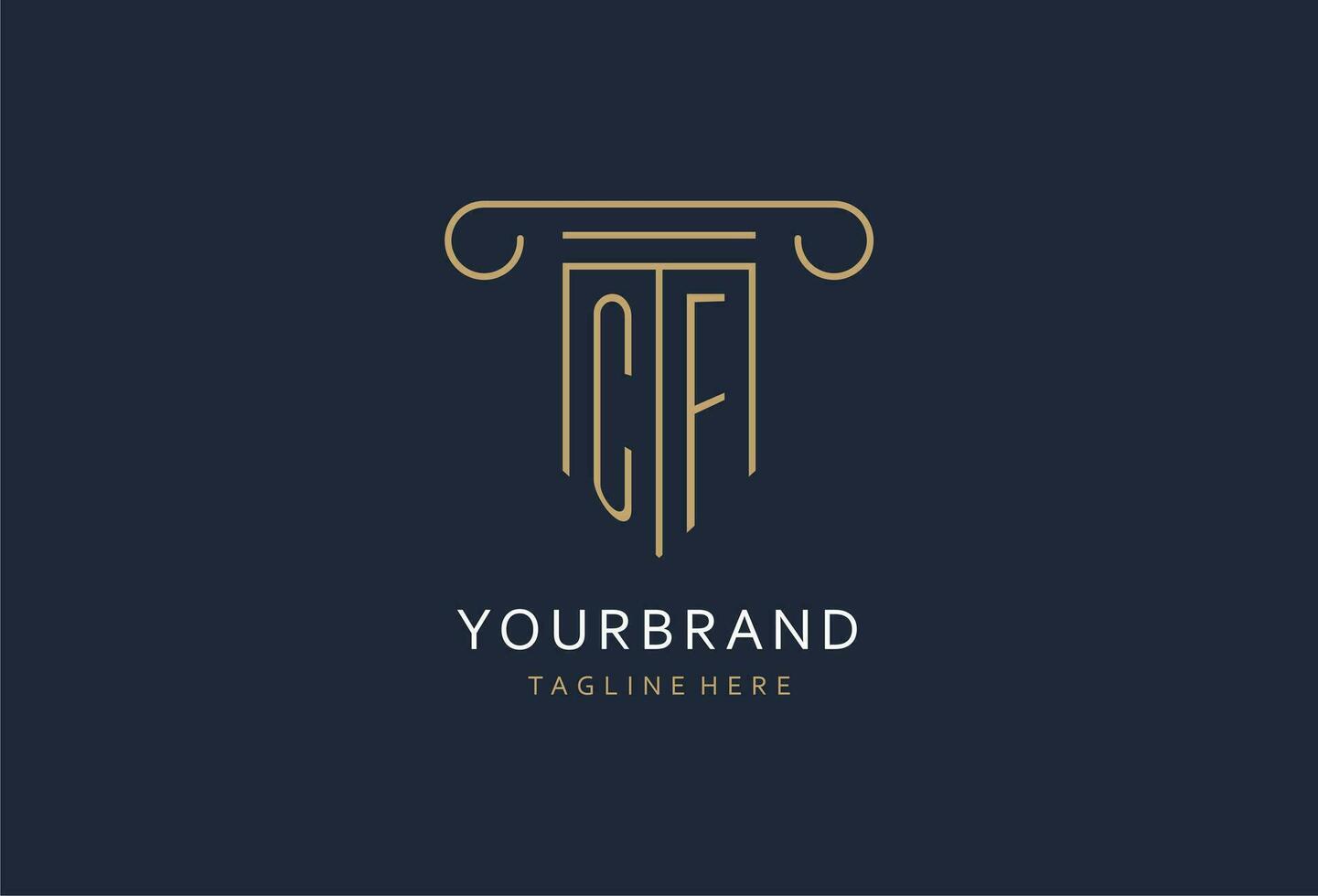 CF initial with pillar shape logo design, creative monogram logo design for law firm vector