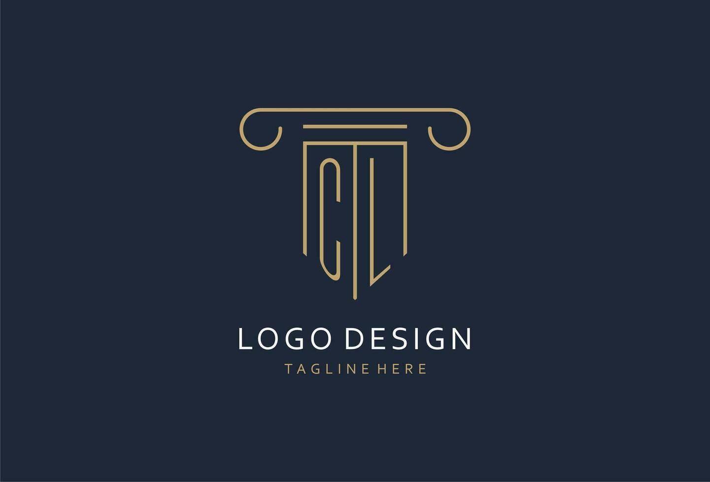 CL initial with pillar shape logo design, creative monogram logo design for law firm vector