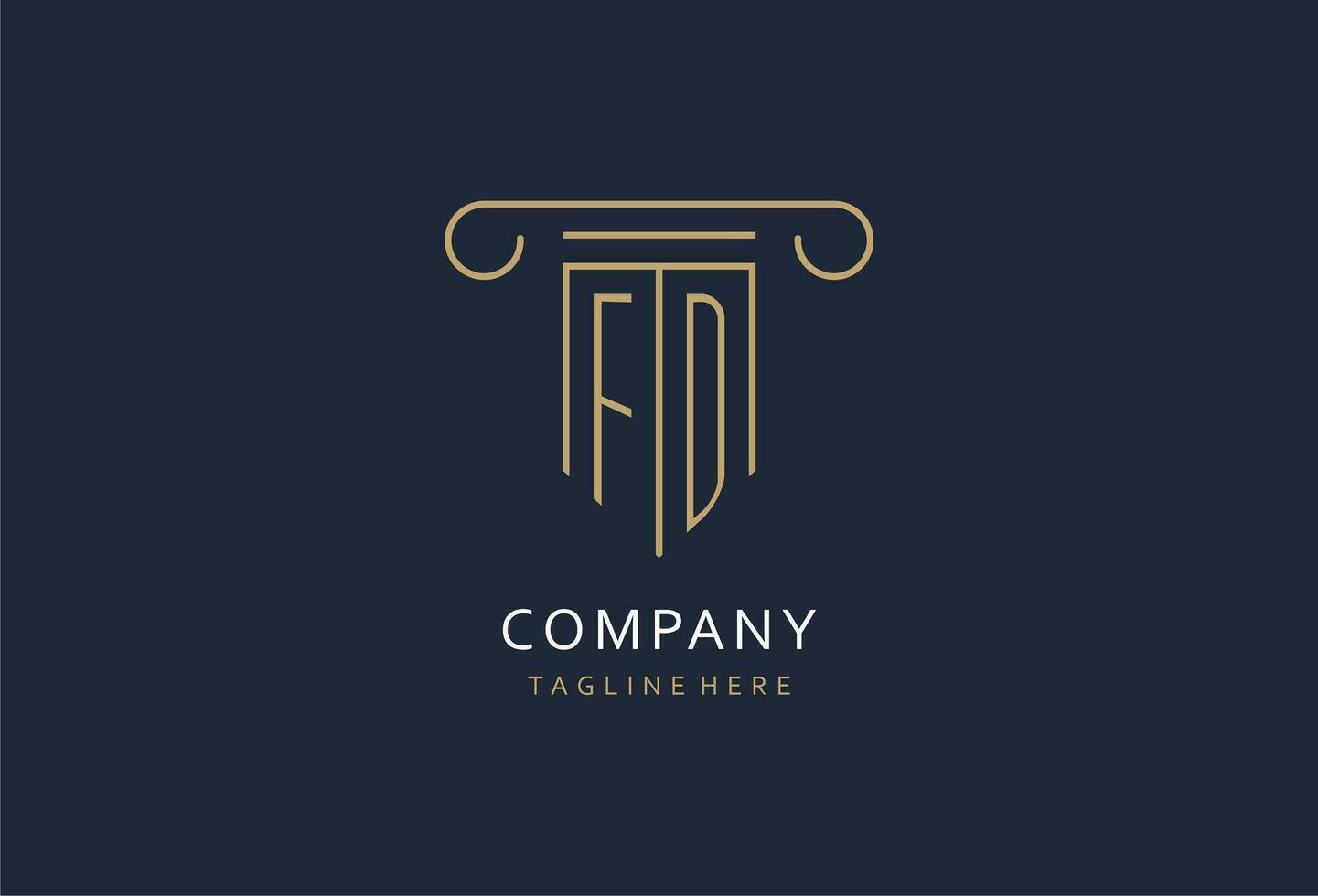 FD initial with pillar shape logo design, creative monogram logo design for law firm vector