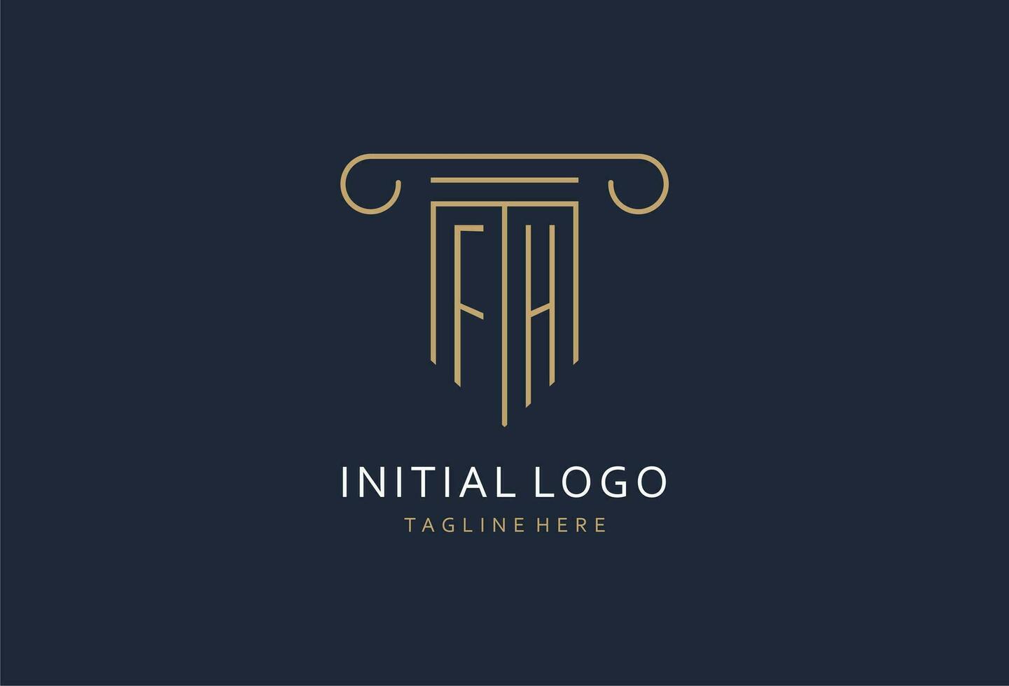 FH initial with pillar shape logo design, creative monogram logo design for law firm vector