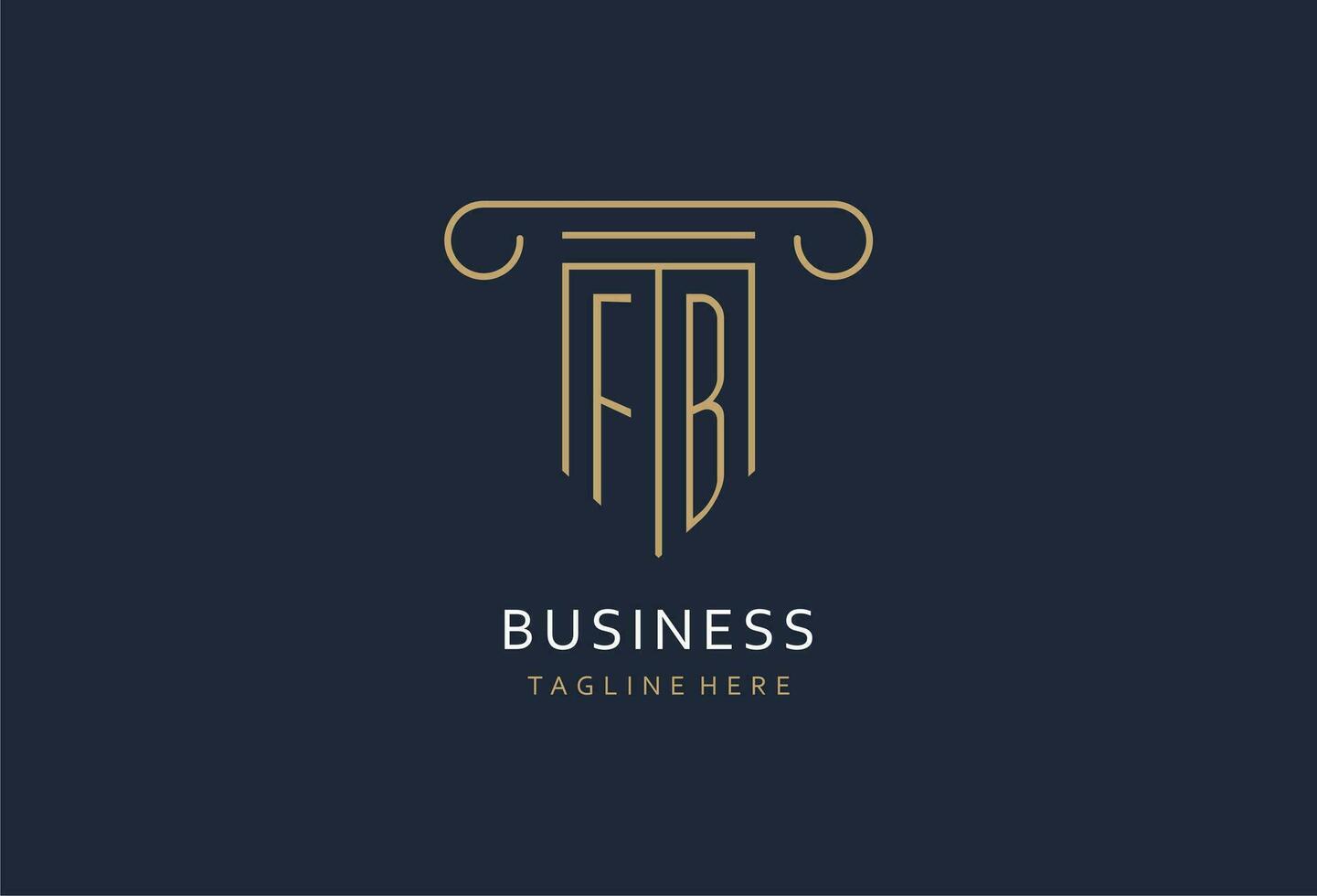 FB initial with pillar shape logo design, creative monogram logo design for law firm vector