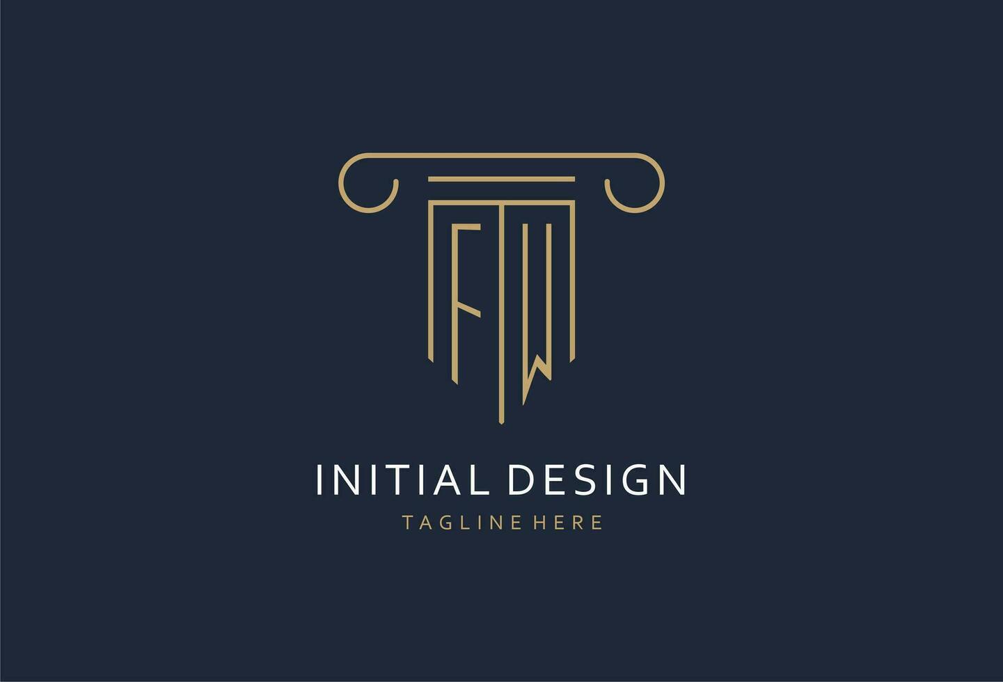 FW initial with pillar shape logo design, creative monogram logo design for law firm vector