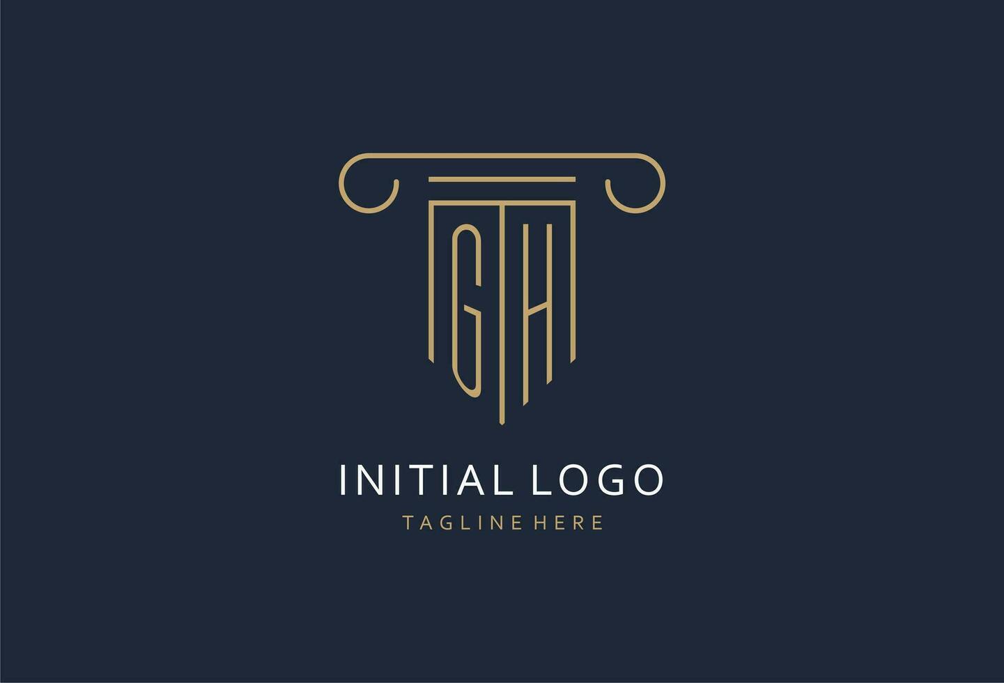 gh inicial con pilar forma logo diseño, creativo monograma logo diseño para ley firma vector