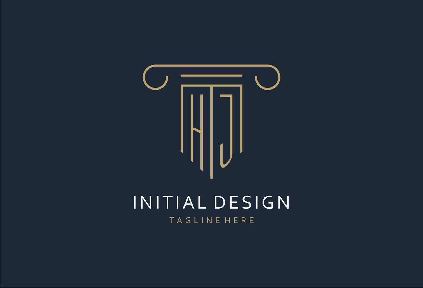 HJ initial with pillar shape logo design, creative monogram logo design for law firm vector