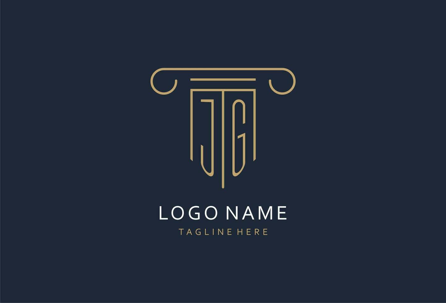 jg inicial con pilar forma logo diseño, creativo monograma logo diseño para ley firma vector