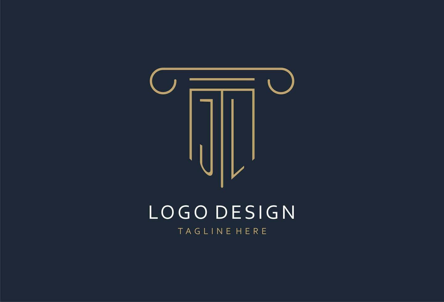 JL initial with pillar shape logo design, creative monogram logo design for law firm vector