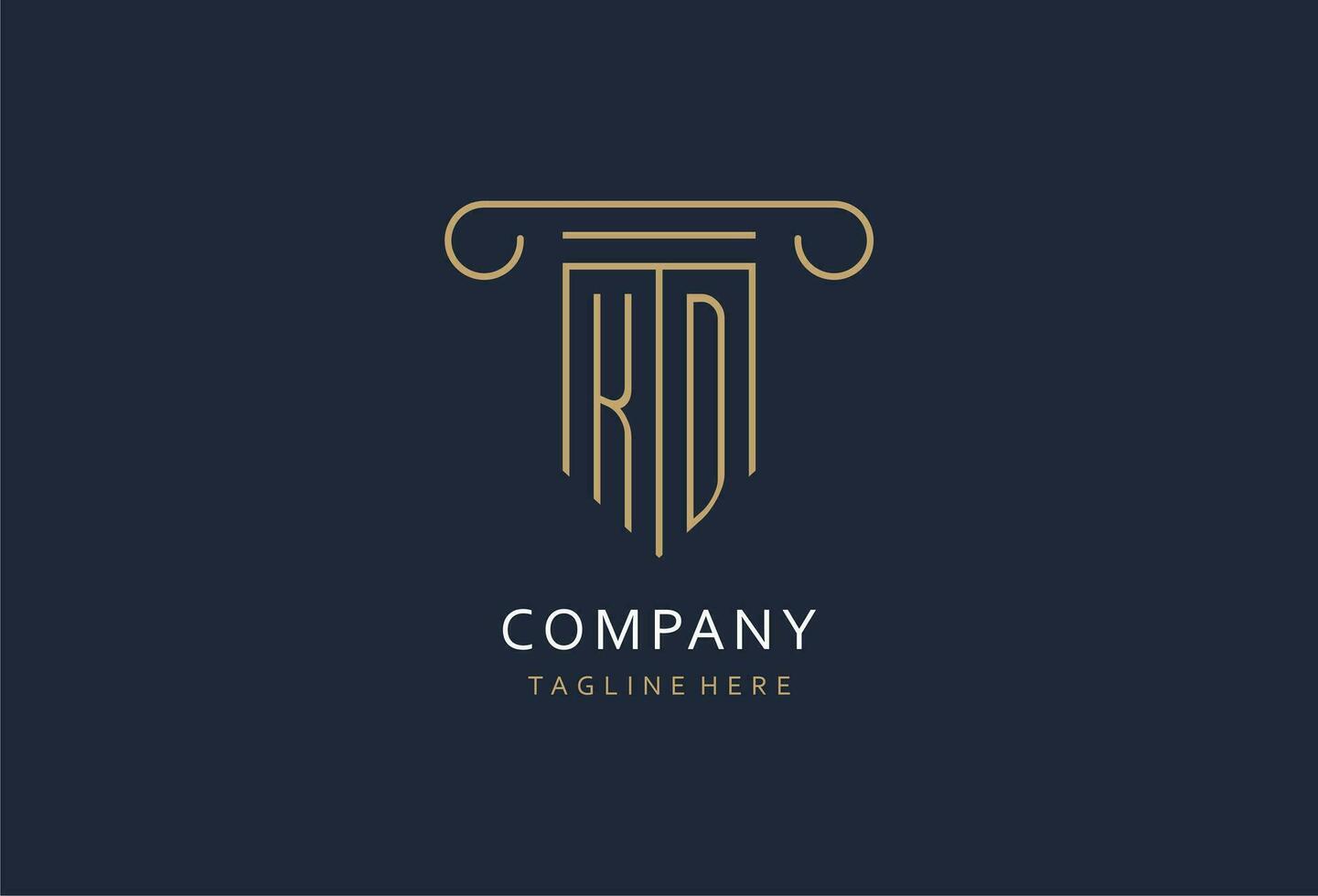 KD initial with pillar shape logo design, creative monogram logo design for law firm vector