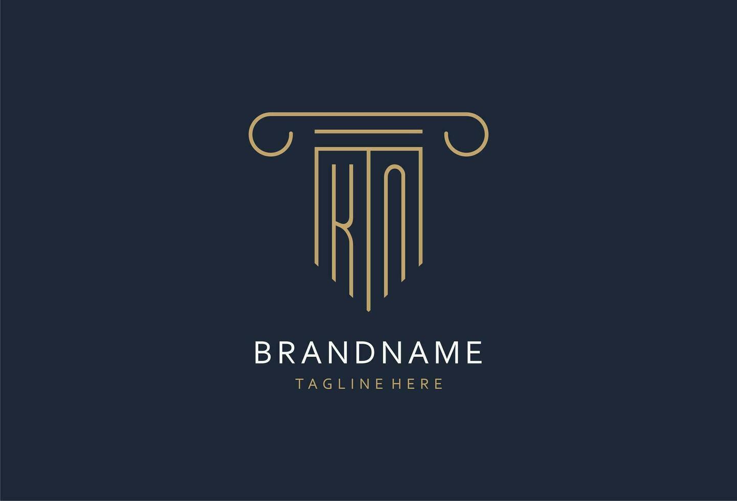 KN initial with pillar shape logo design, creative monogram logo design for law firm vector