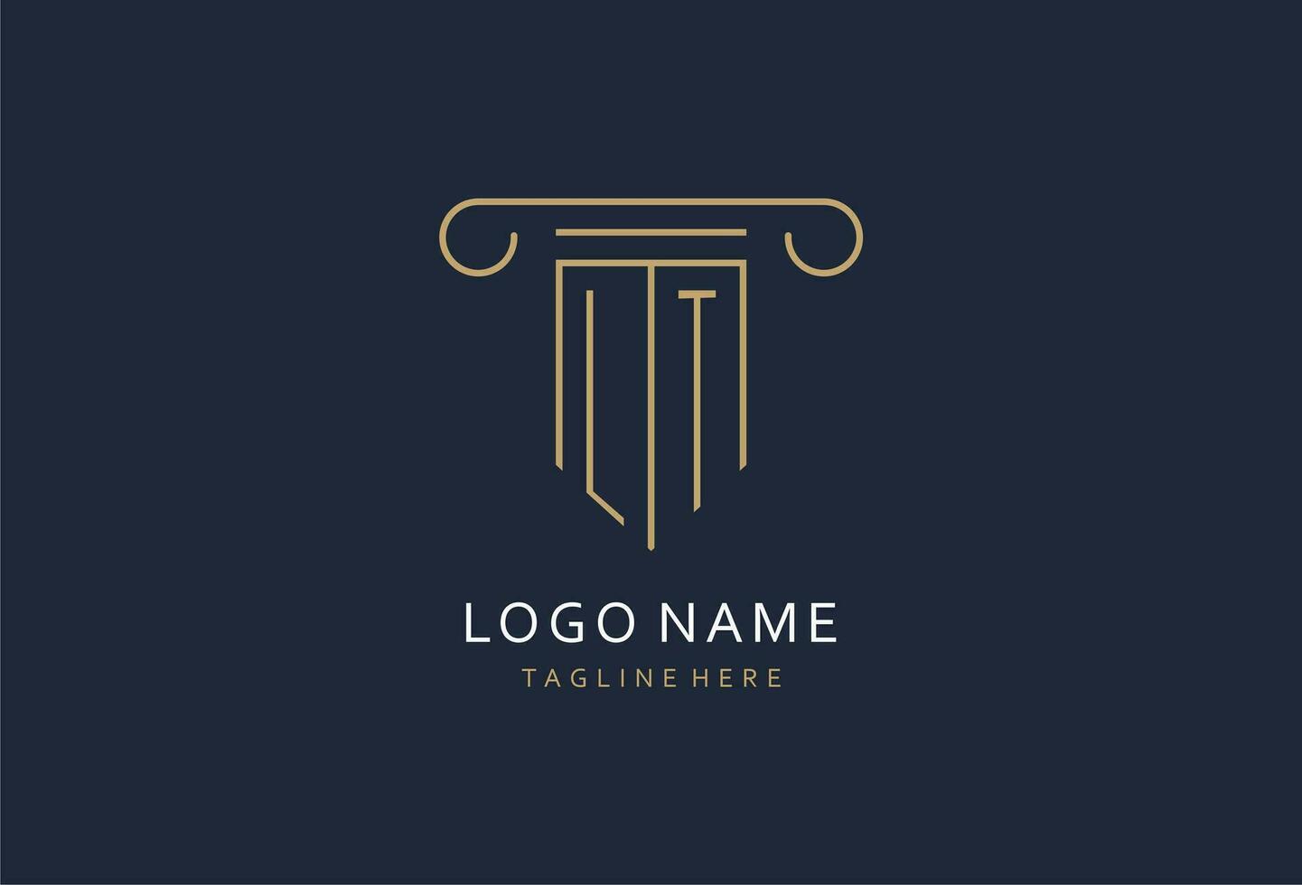 LT initial with pillar shape logo design, creative monogram logo design for law firm vector