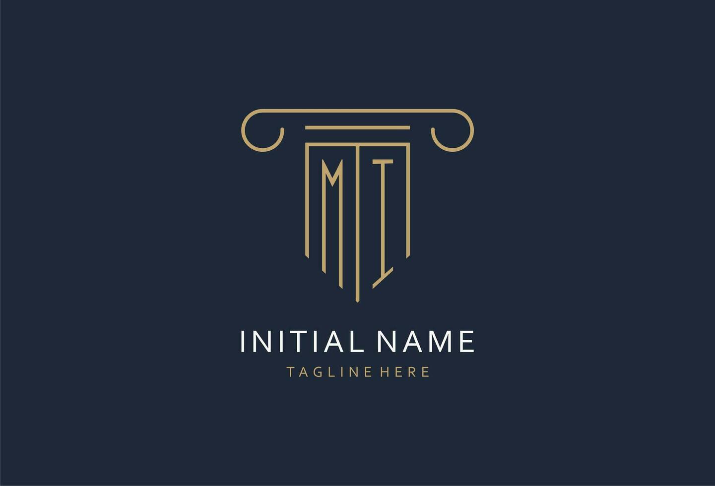 MI initial with pillar shape logo design, creative monogram logo design for law firm vector