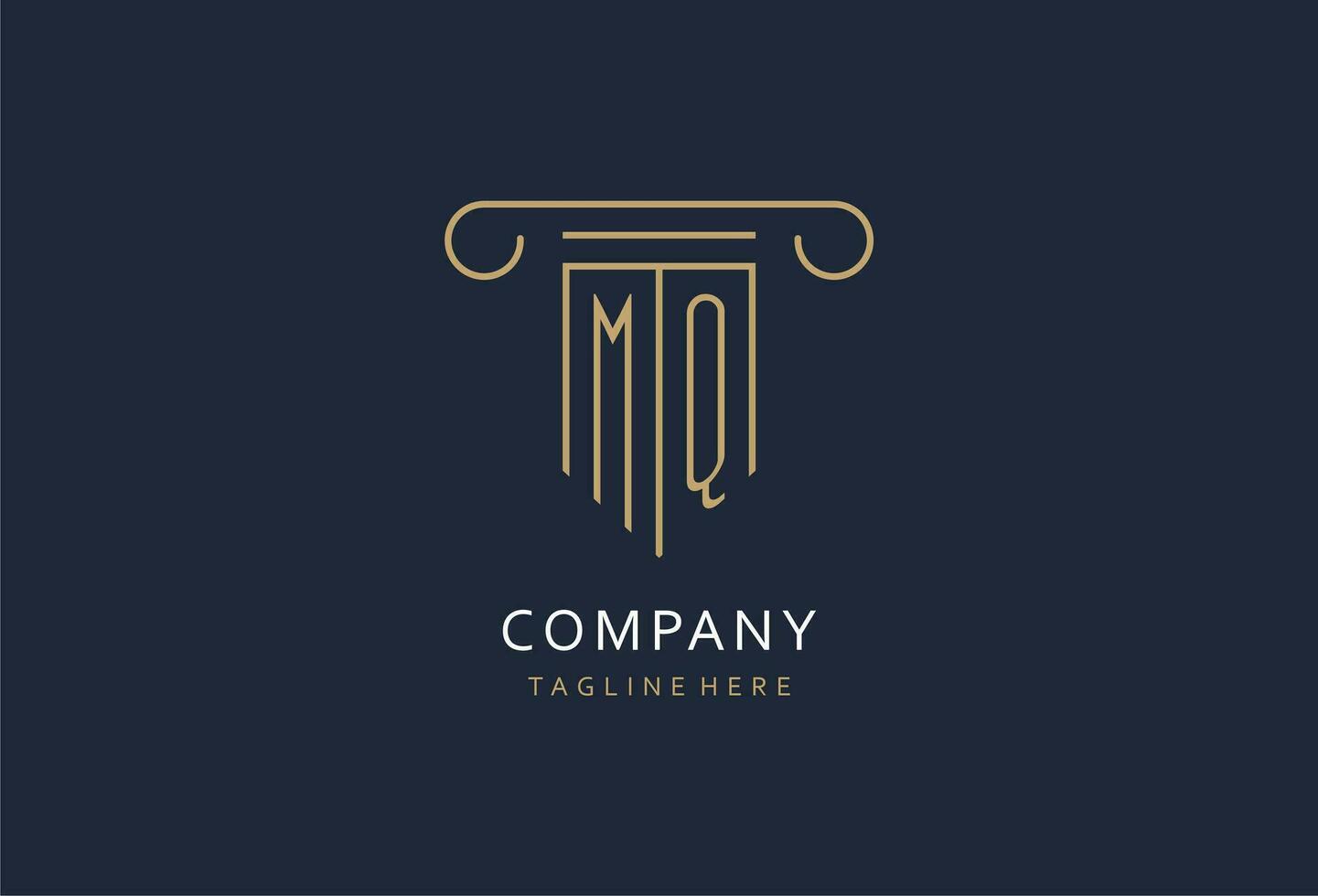 MQ initial with pillar shape logo design, creative monogram logo design for law firm vector