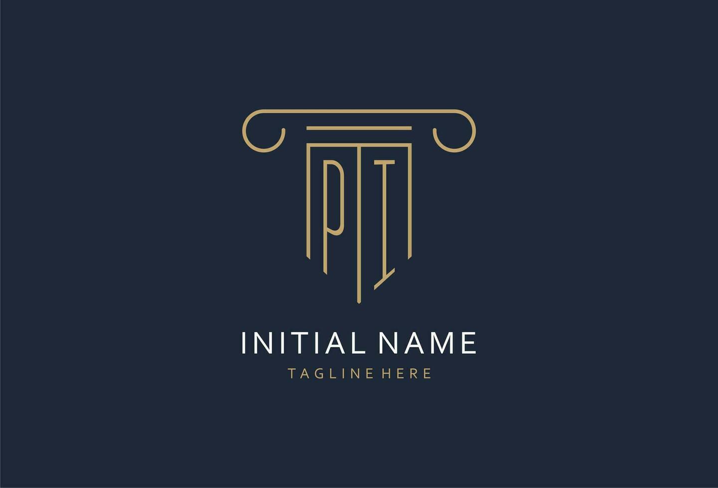 PI initial with pillar shape logo design, creative monogram logo design for law firm vector