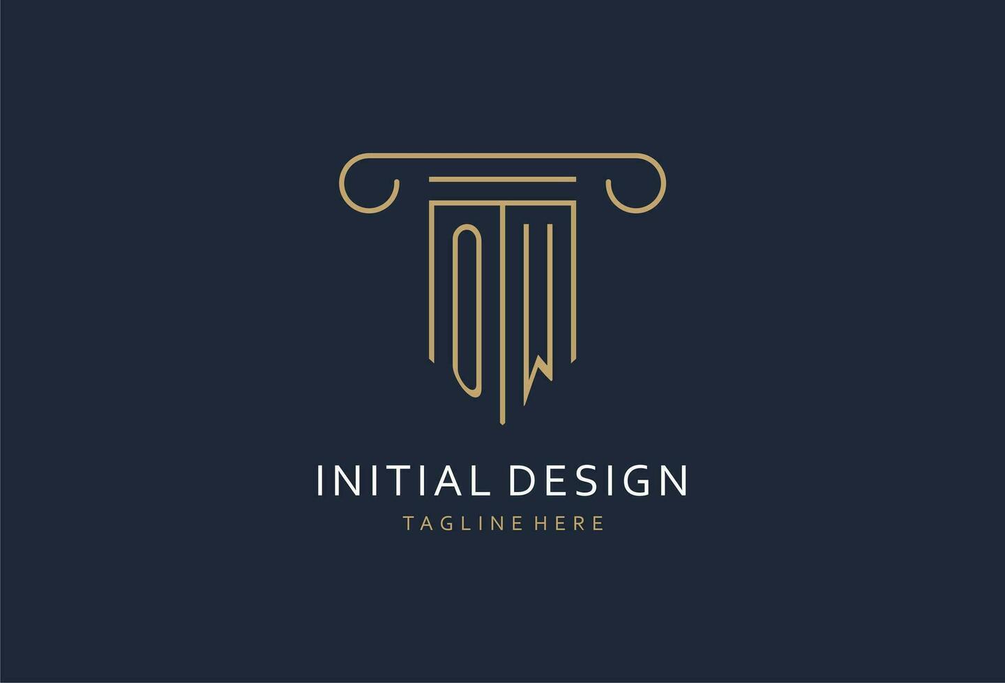 OW initial with pillar shape logo design, creative monogram logo design for law firm vector