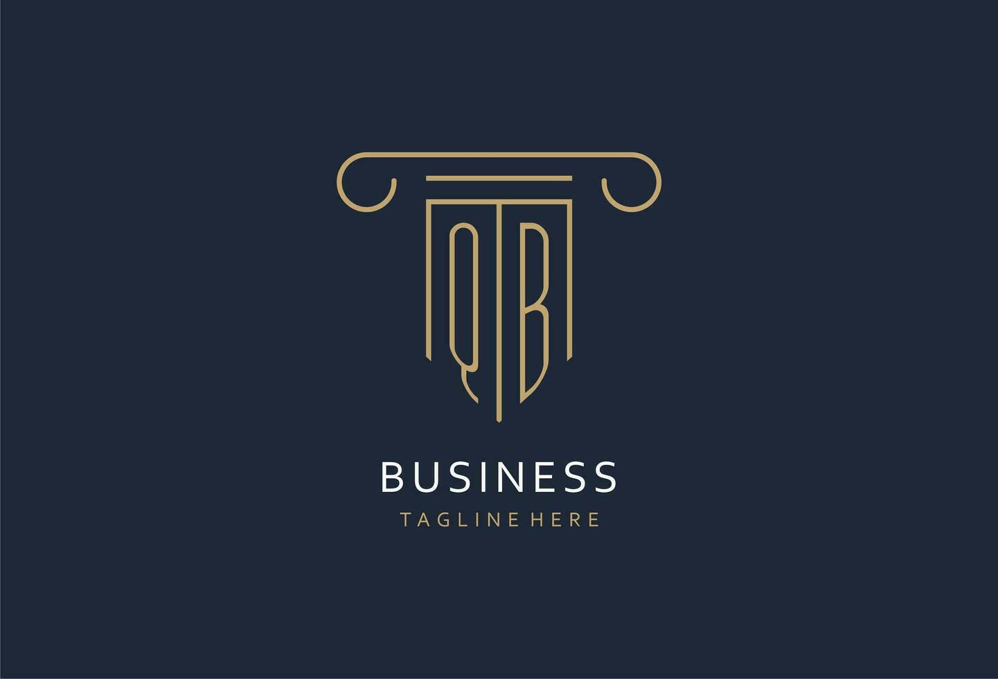 QB initial with pillar shape logo design, creative monogram logo design for law firm vector