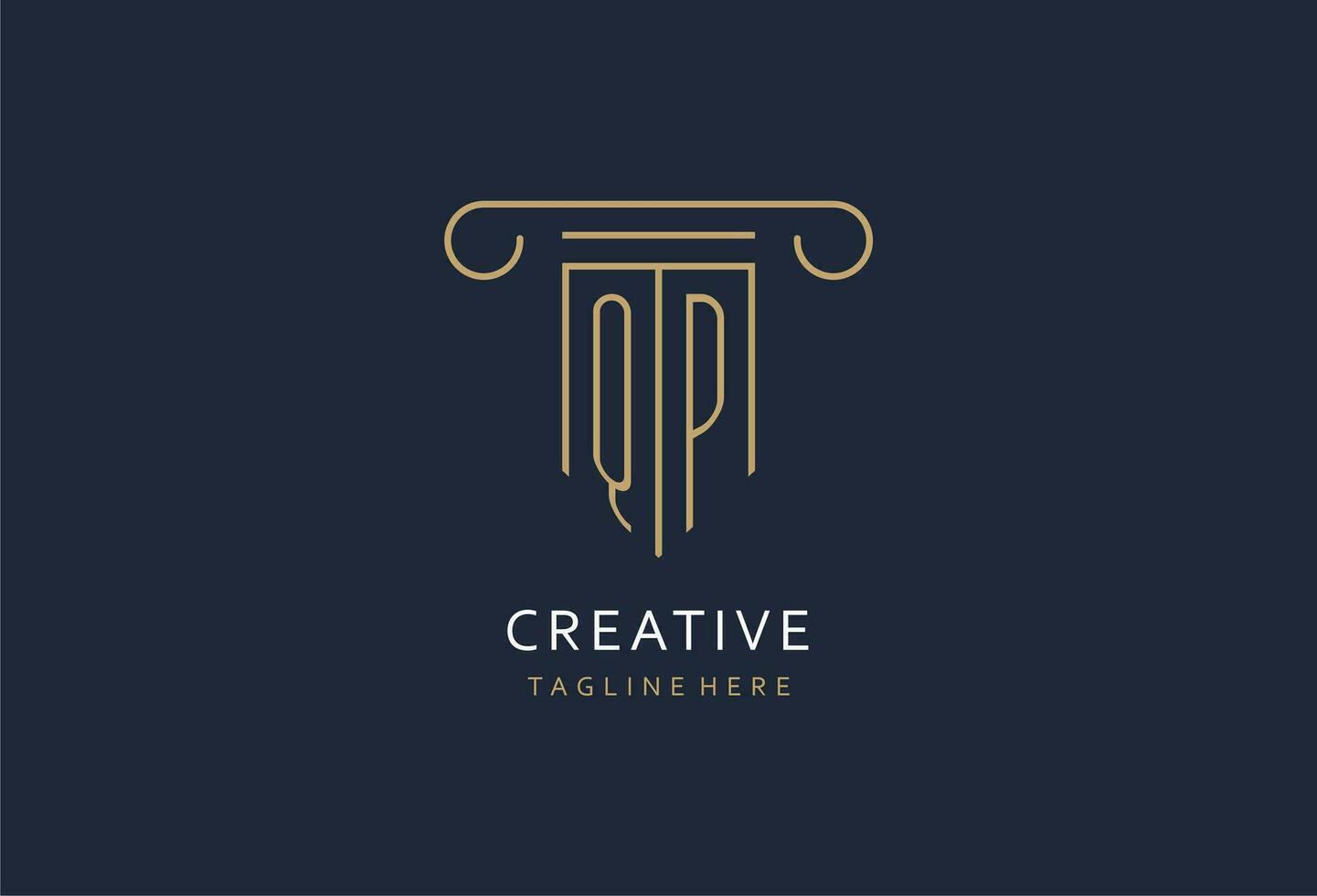 QP initial with pillar shape logo design, creative monogram logo design for law firm vector