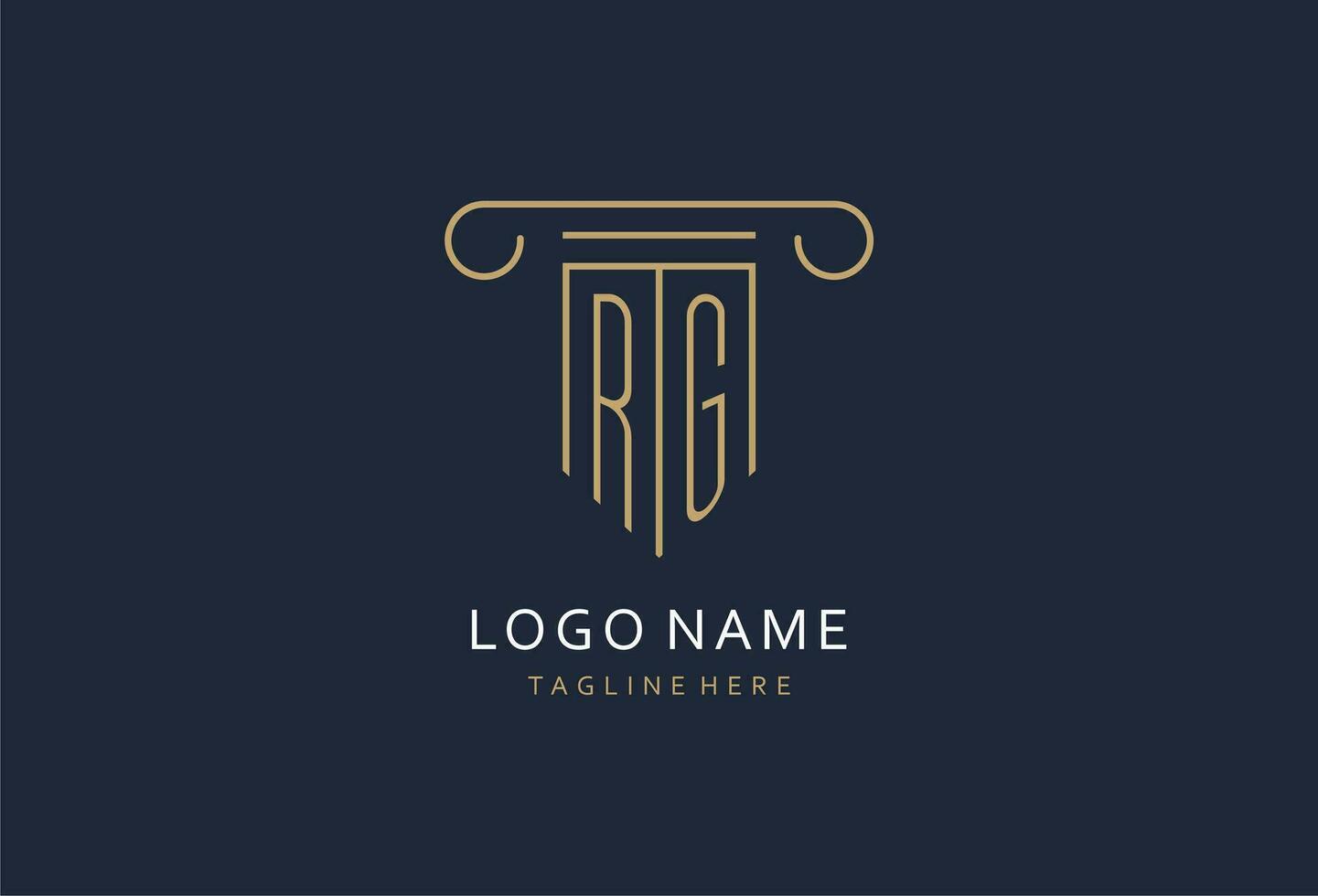 RG initial with pillar shape logo design, creative monogram logo design for law firm vector