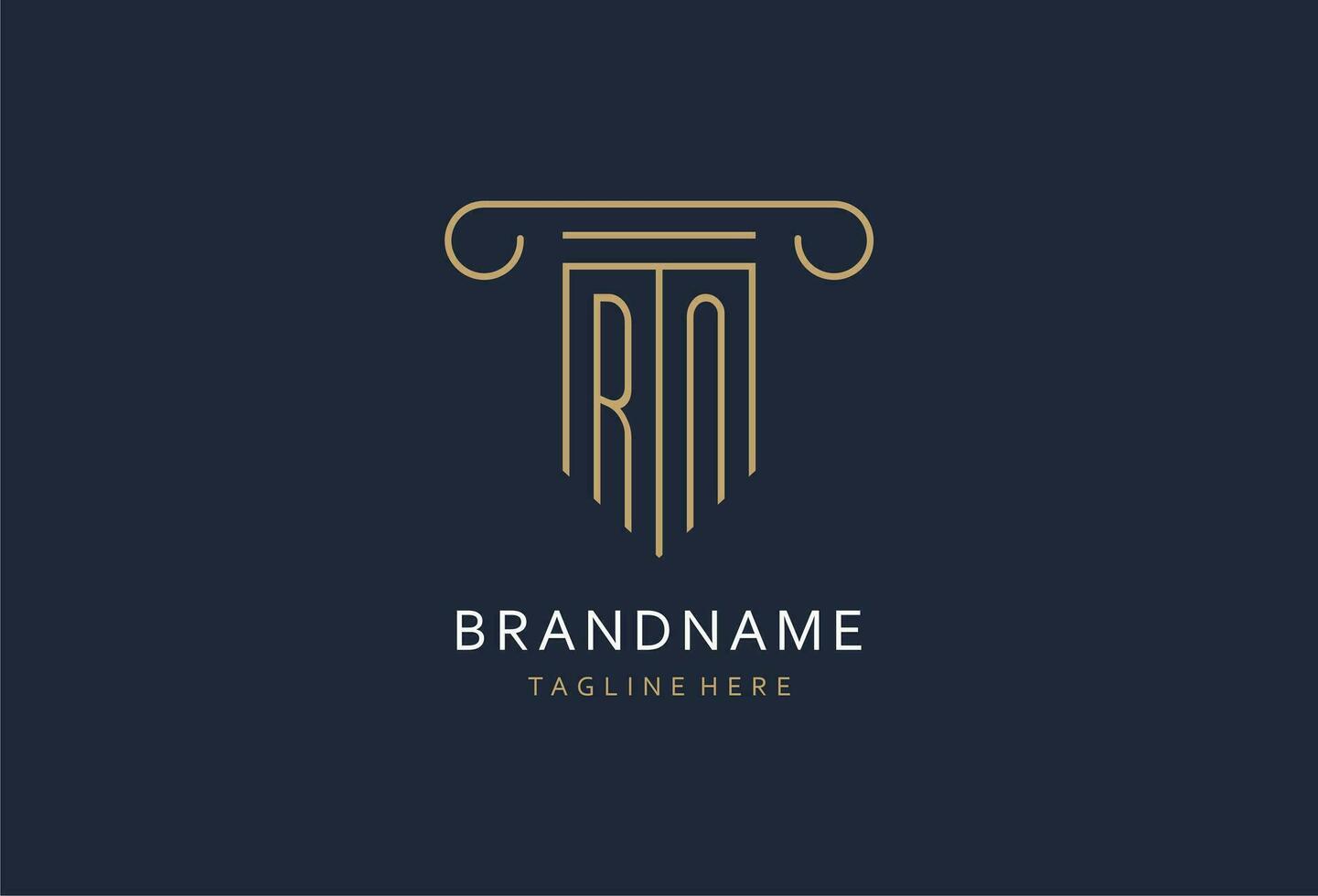 RN initial with pillar shape logo design, creative monogram logo design for law firm vector