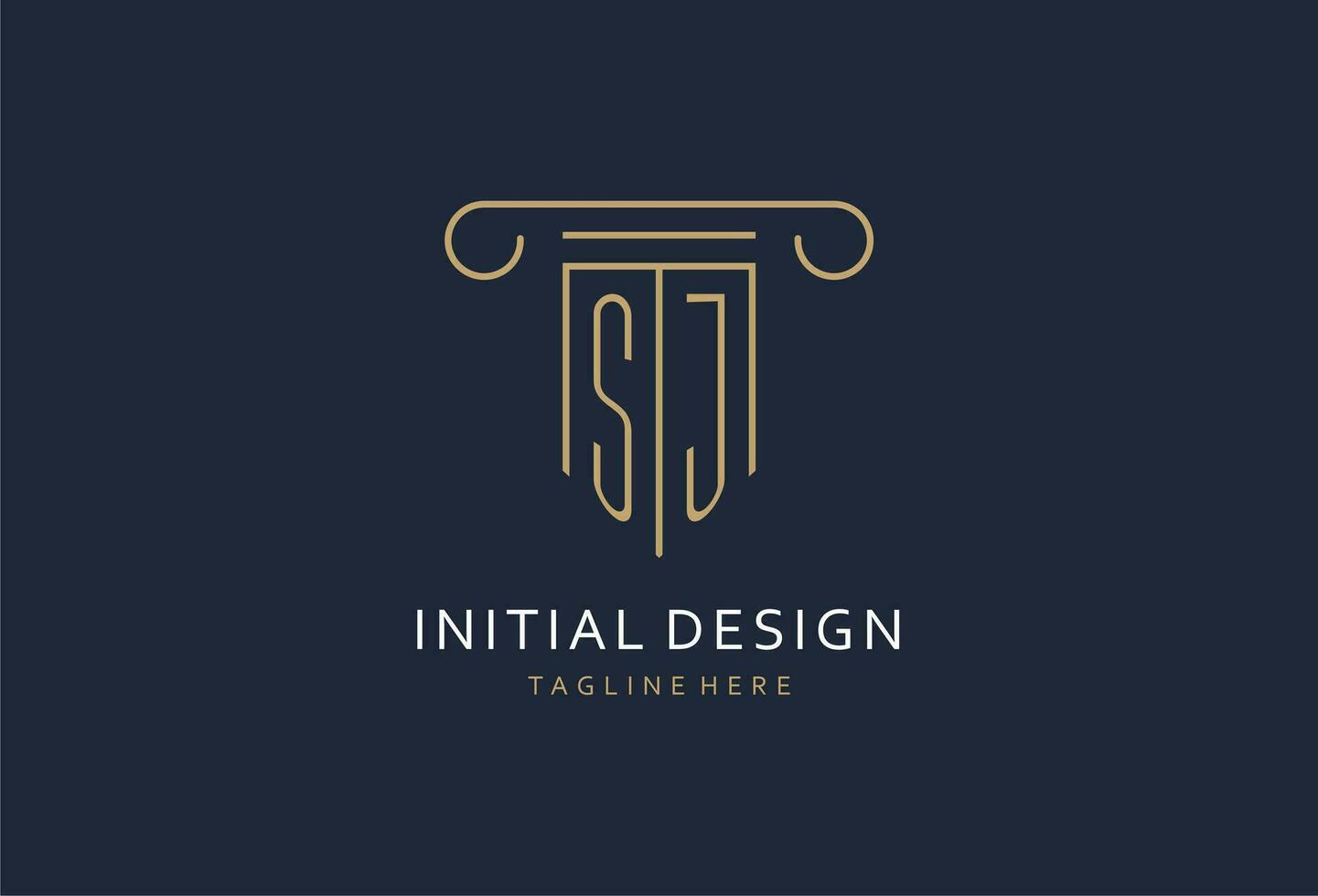 SJ initial with pillar shape logo design, creative monogram logo design for law firm vector