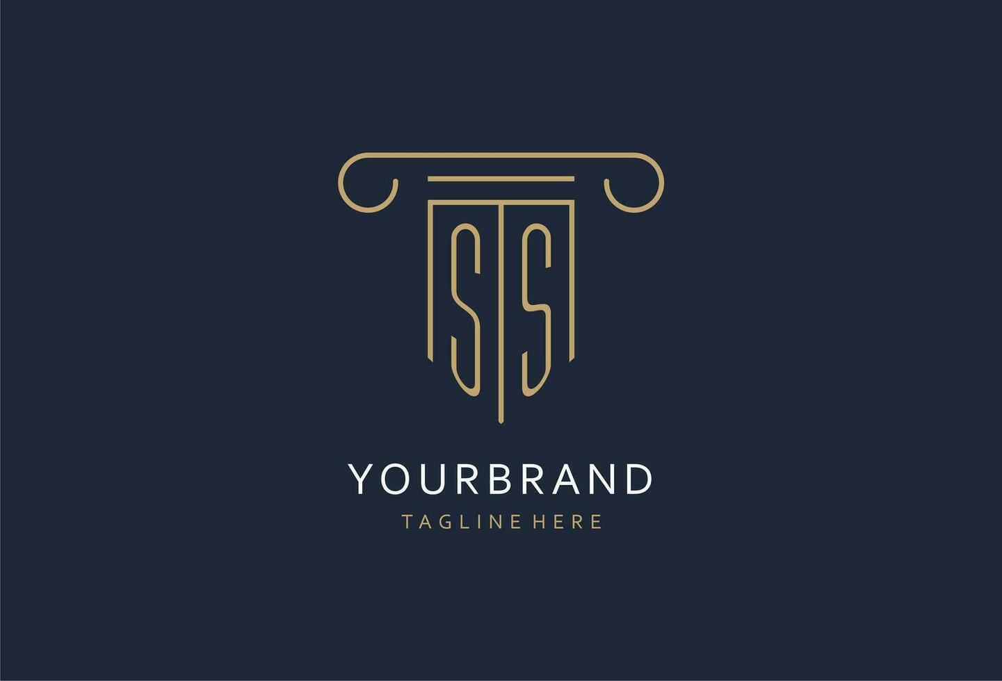 SS initial with pillar shape logo design, creative monogram logo design for law firm vector