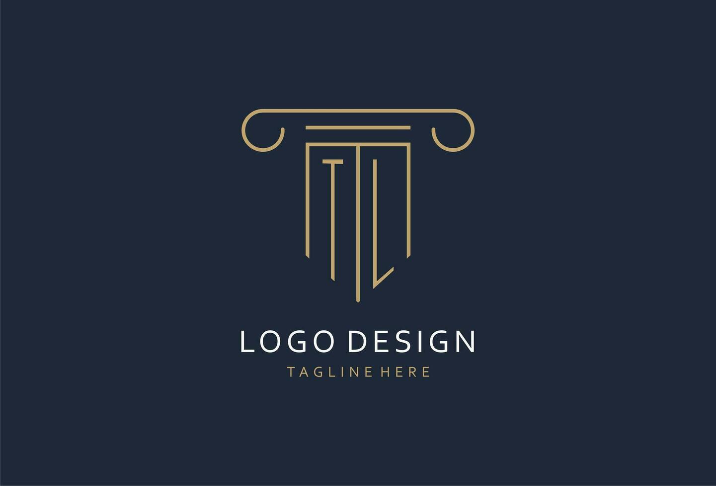 TL initial with pillar shape logo design, creative monogram logo design for law firm vector