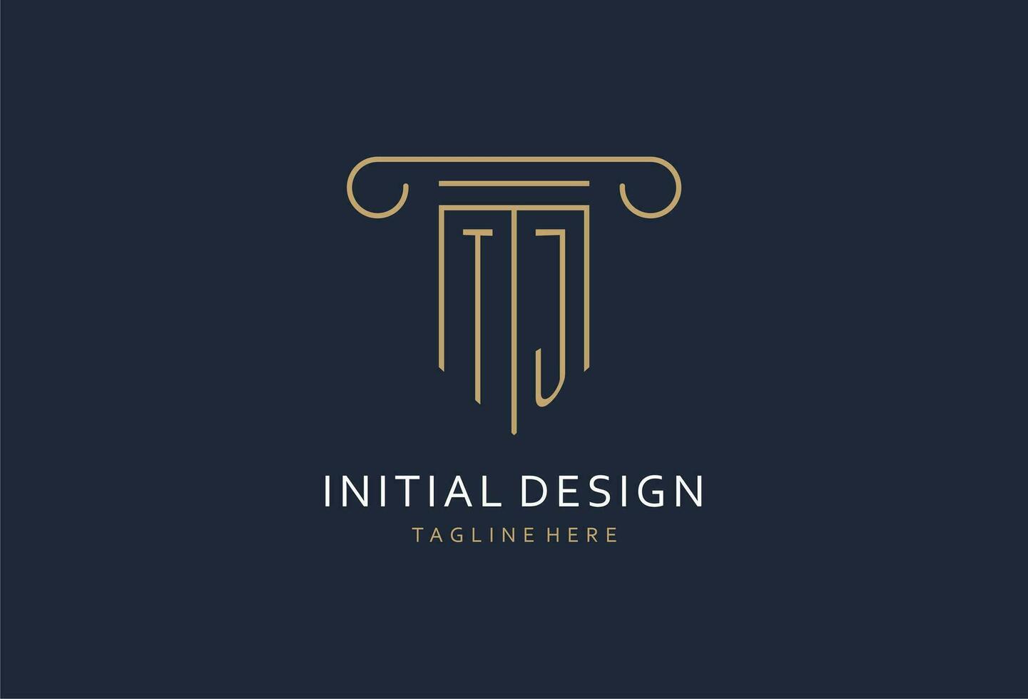 TJ initial with pillar shape logo design, creative monogram logo design for law firm vector