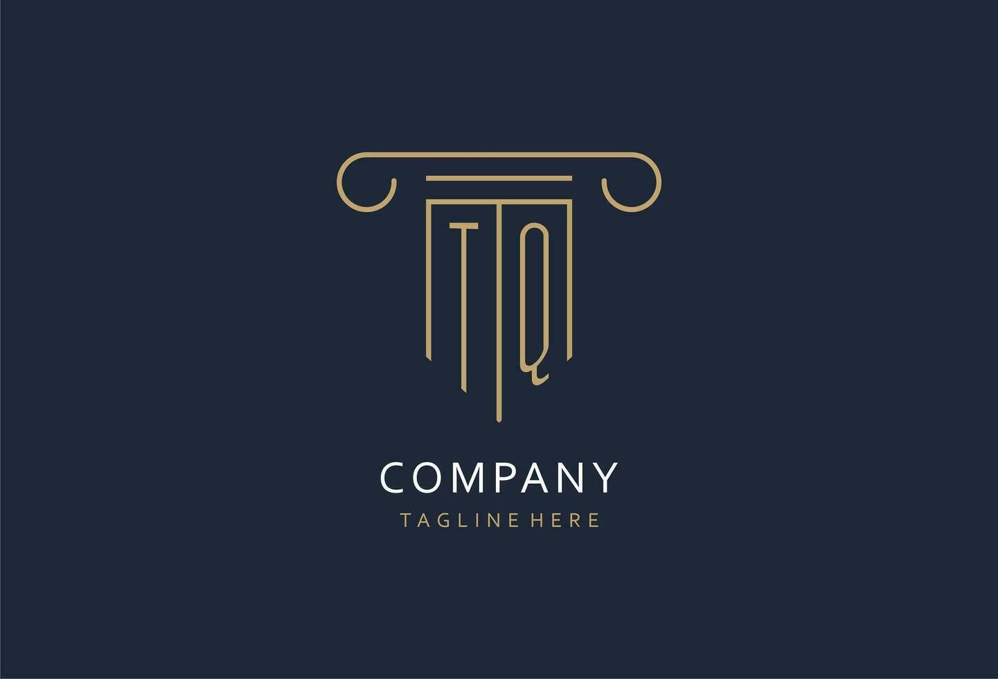 TQ initial with pillar shape logo design, creative monogram logo design for law firm vector