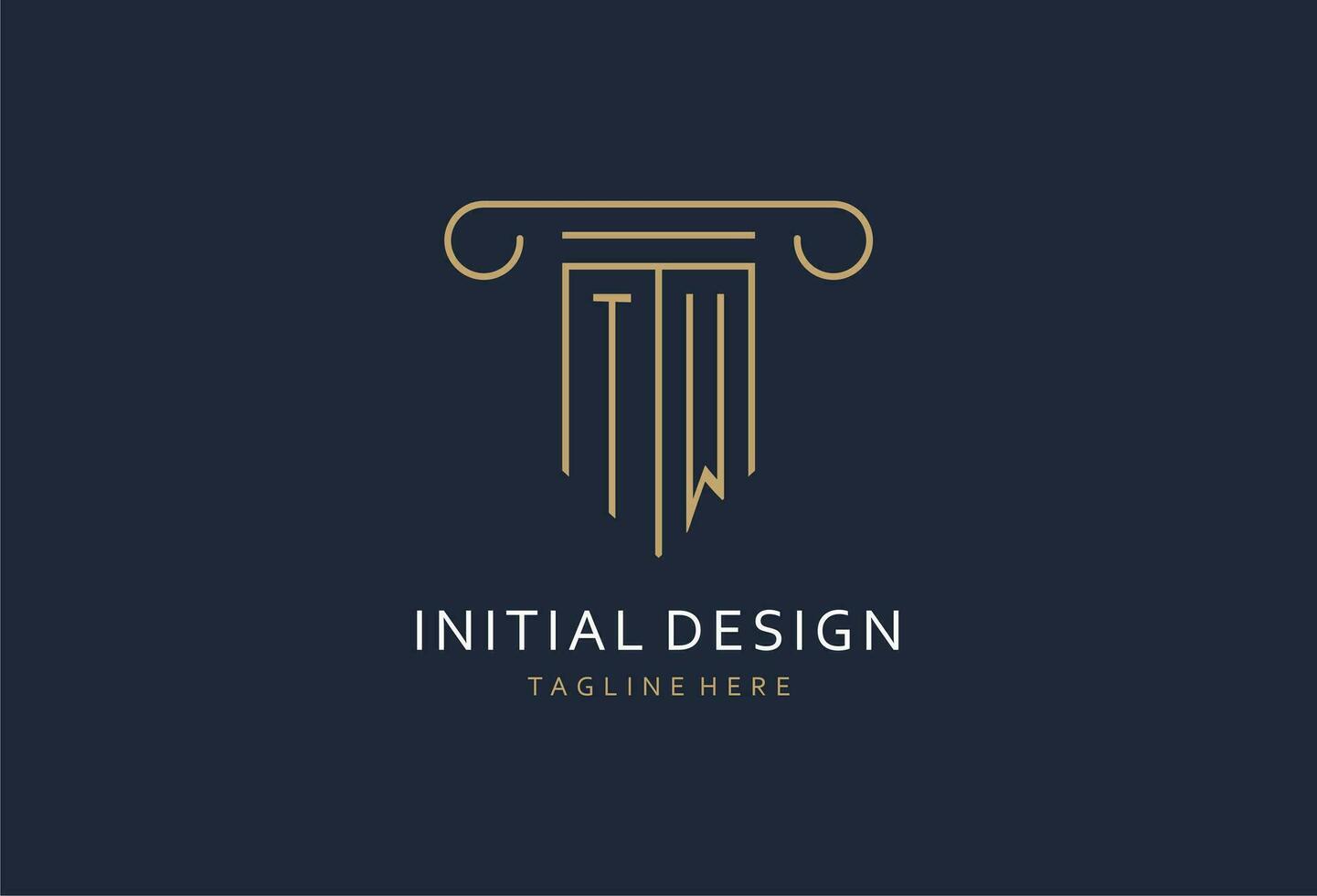 TW initial with pillar shape logo design, creative monogram logo design for law firm vector