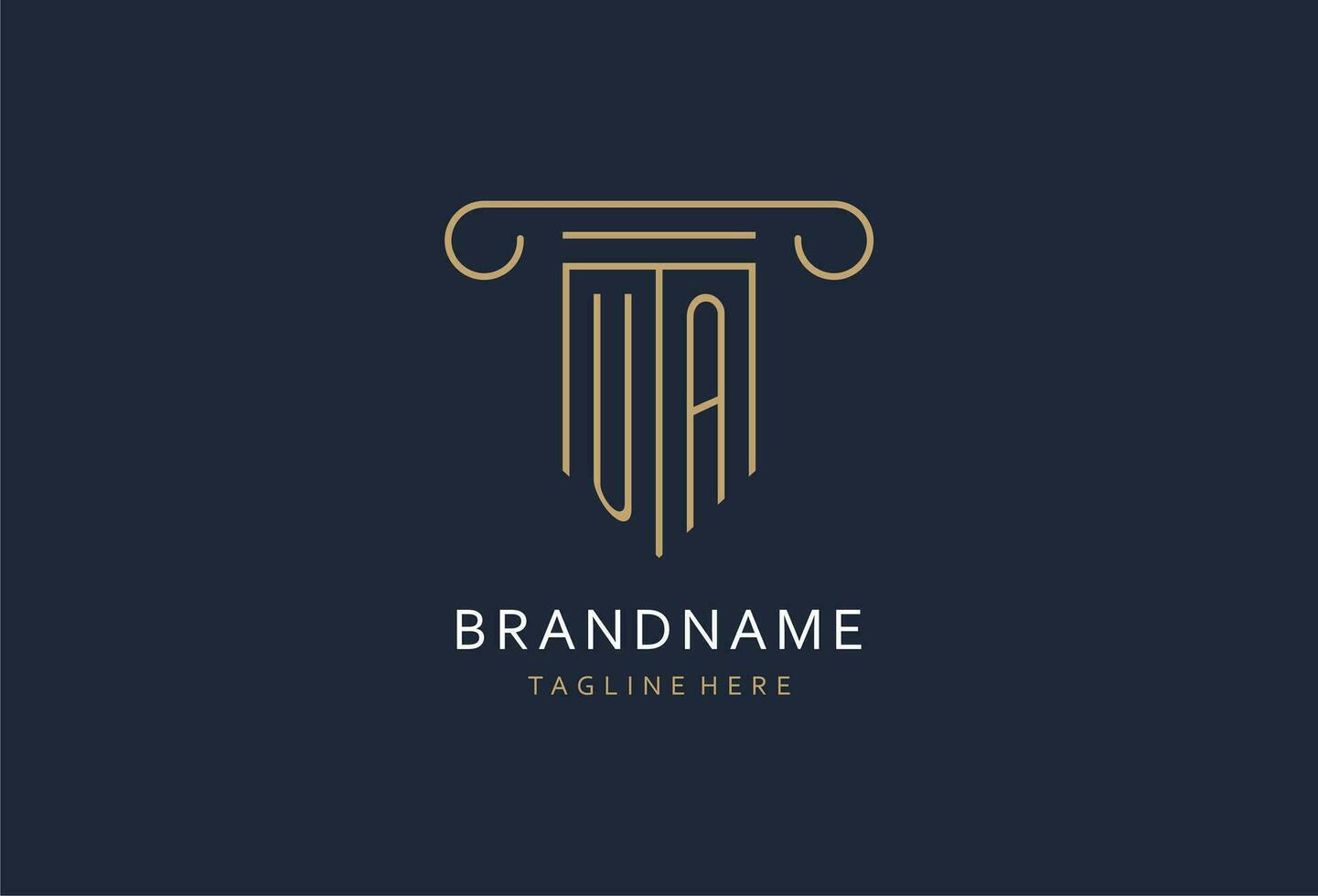 UA initial with pillar shape logo design, creative monogram logo design for law firm vector