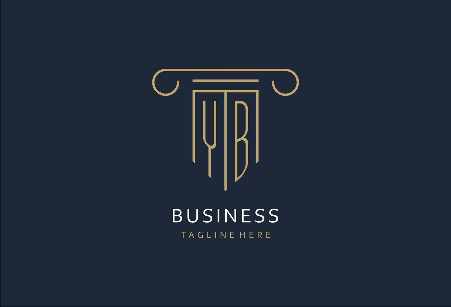 YB initial with pillar shape logo design, creative monogram logo design for law firm vector