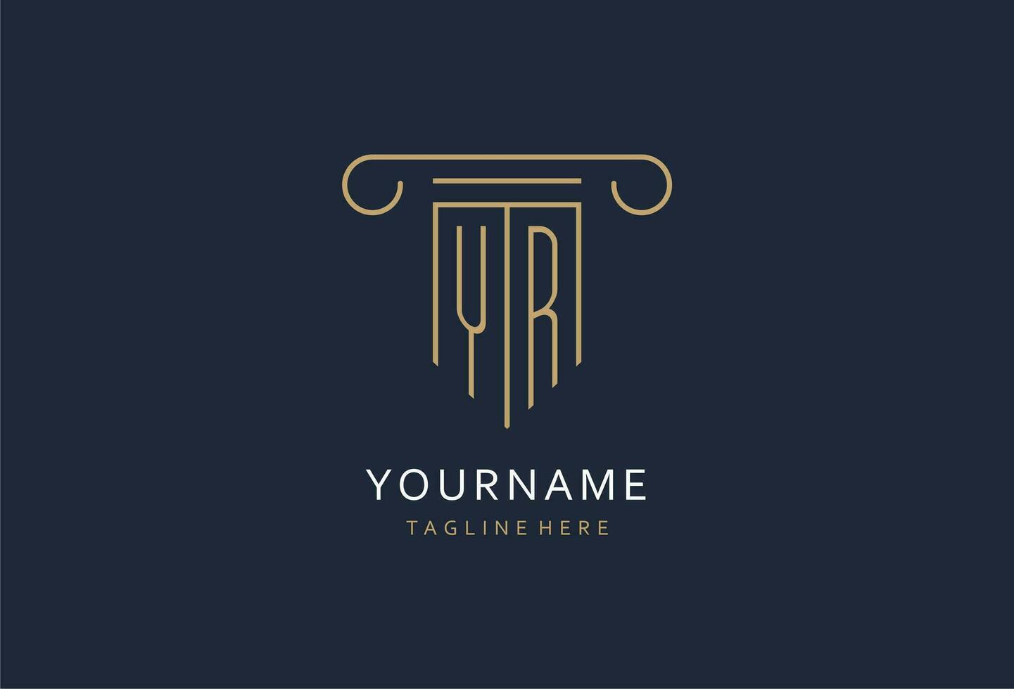 YR initial with pillar shape logo design, creative monogram logo design for law firm vector