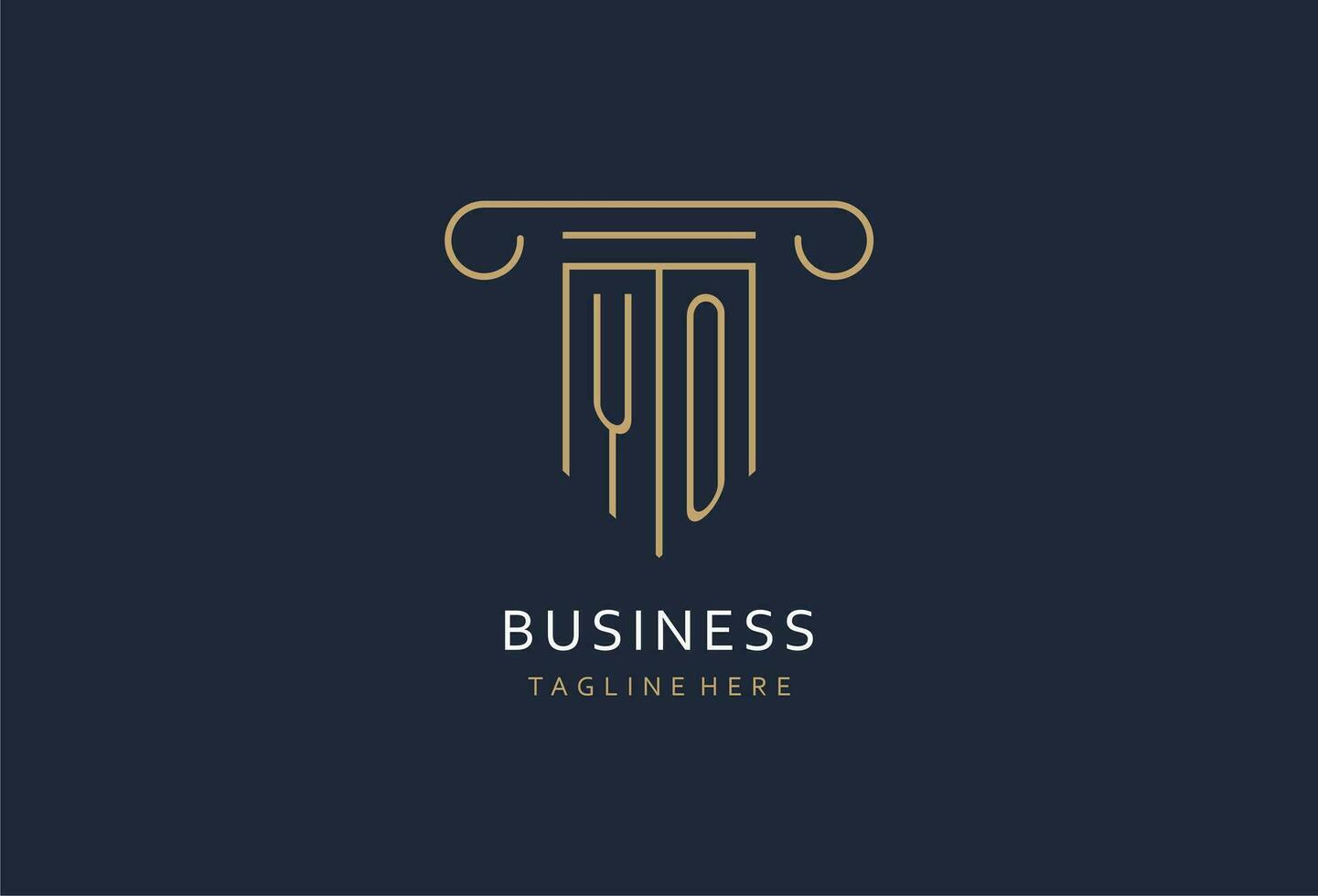 YO initial with pillar shape logo design, creative monogram logo design for law firm vector