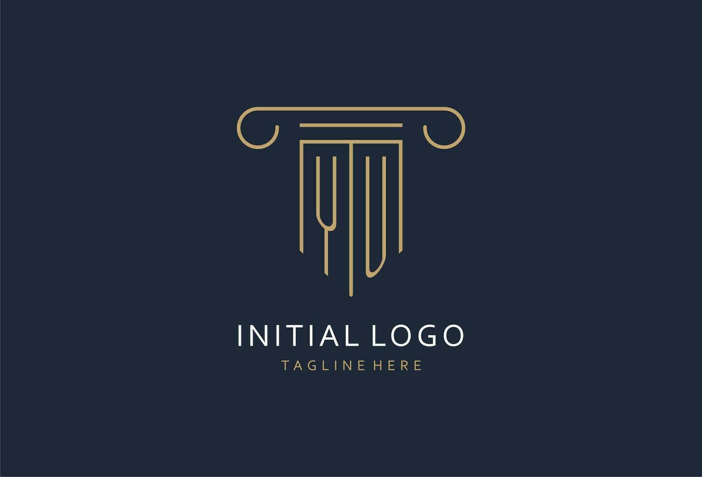 YU initial with pillar shape logo design, creative monogram logo design for law firm vector