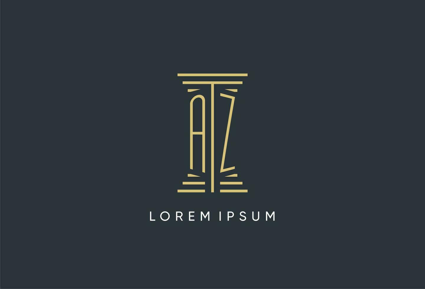 AZ initial monogram with pillar shape logo design vector