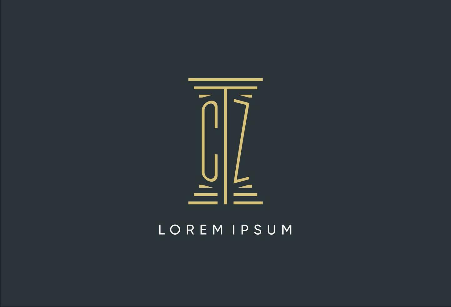 CZ initial monogram with pillar shape logo design vector