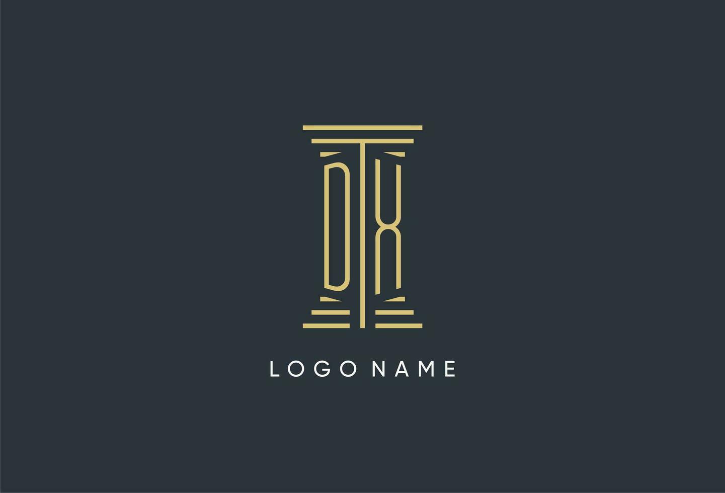 DX initial monogram with pillar shape logo design vector