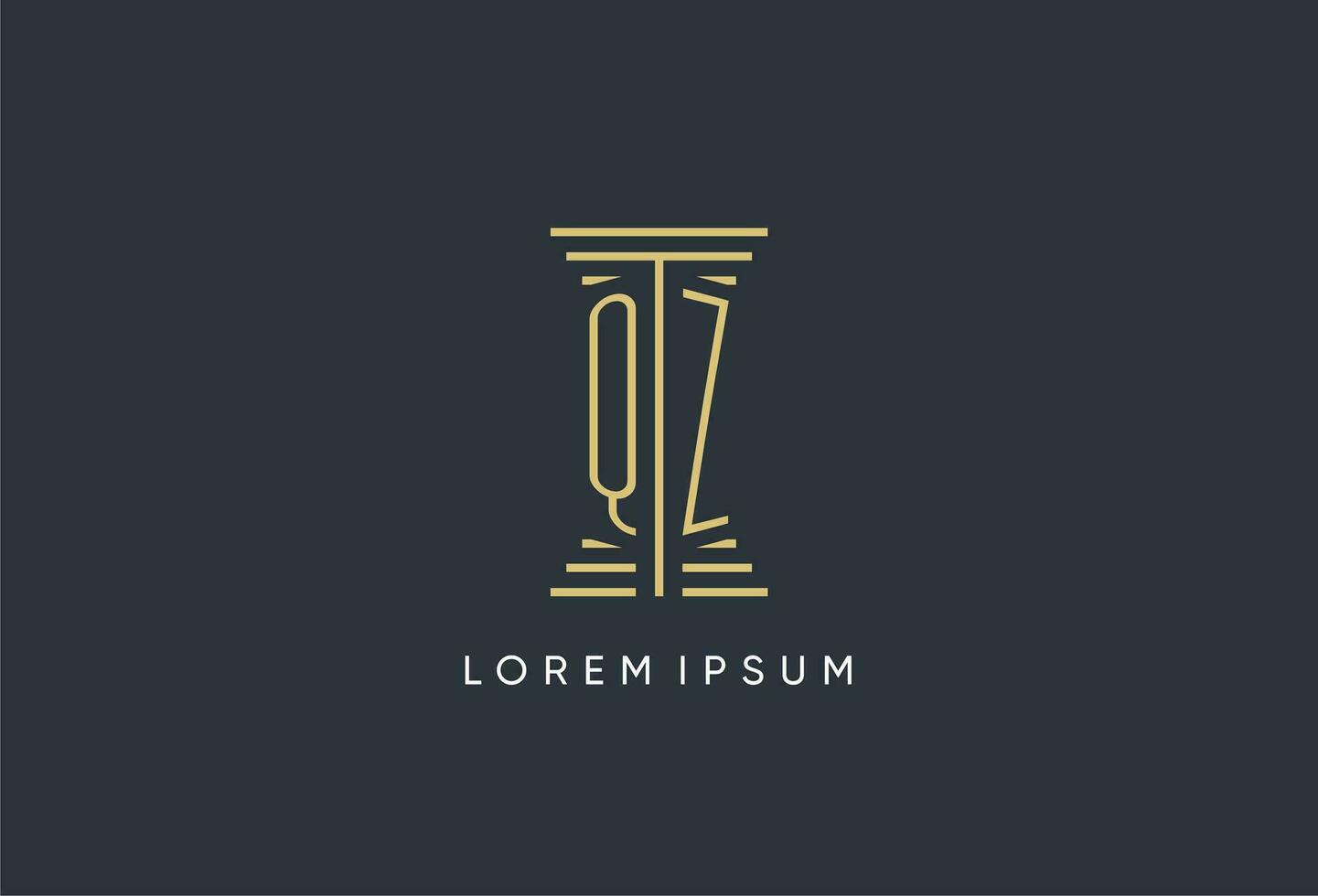QZ initial monogram with pillar shape logo design vector