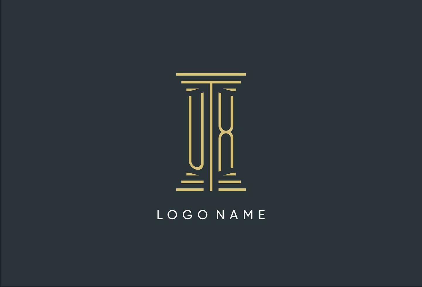 UX initial monogram with pillar shape logo design vector