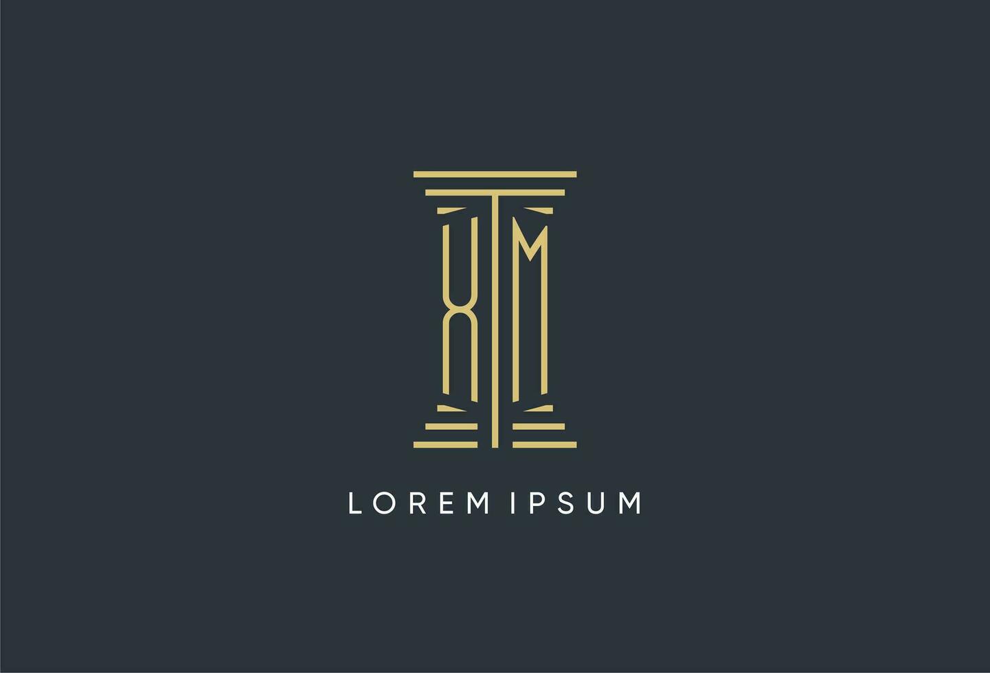 XM initial monogram with pillar shape logo design vector