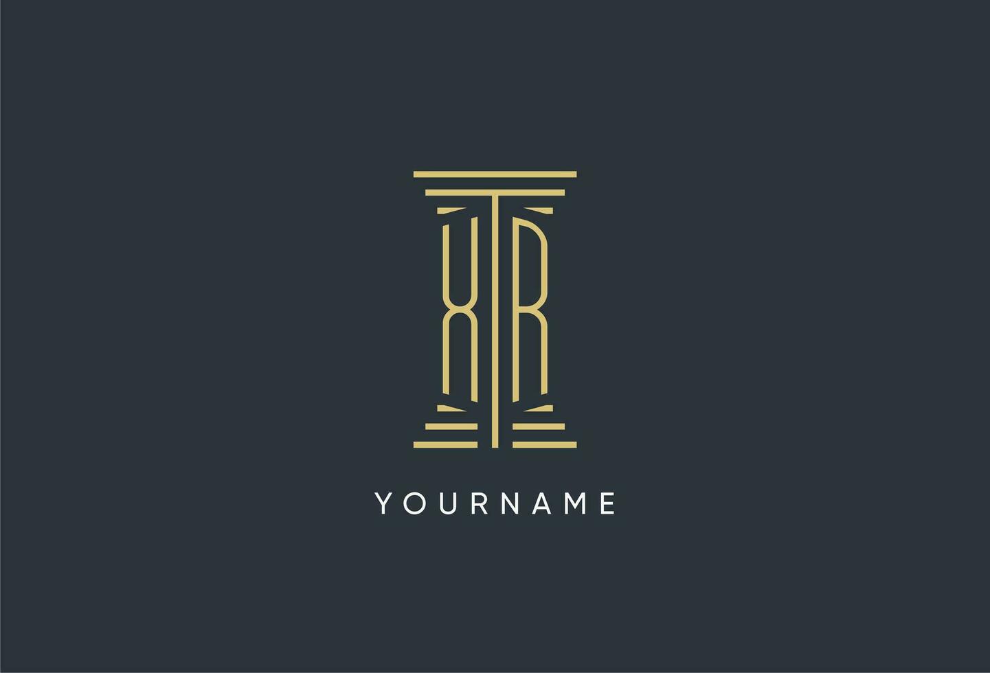 XR initial monogram with pillar shape logo design vector