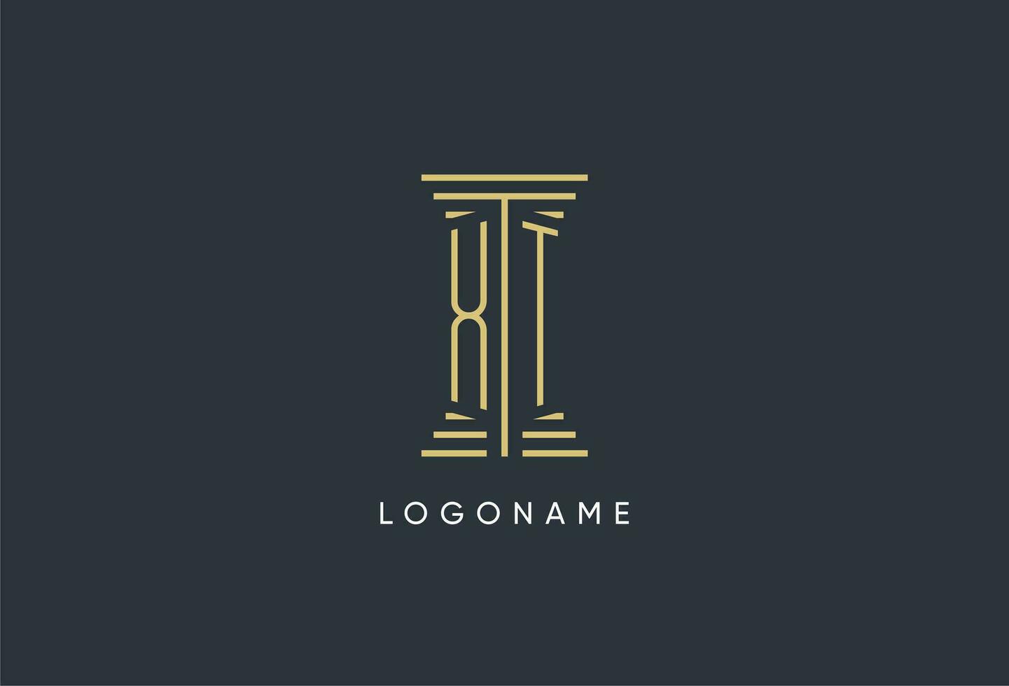 XT initial monogram with pillar shape logo design vector
