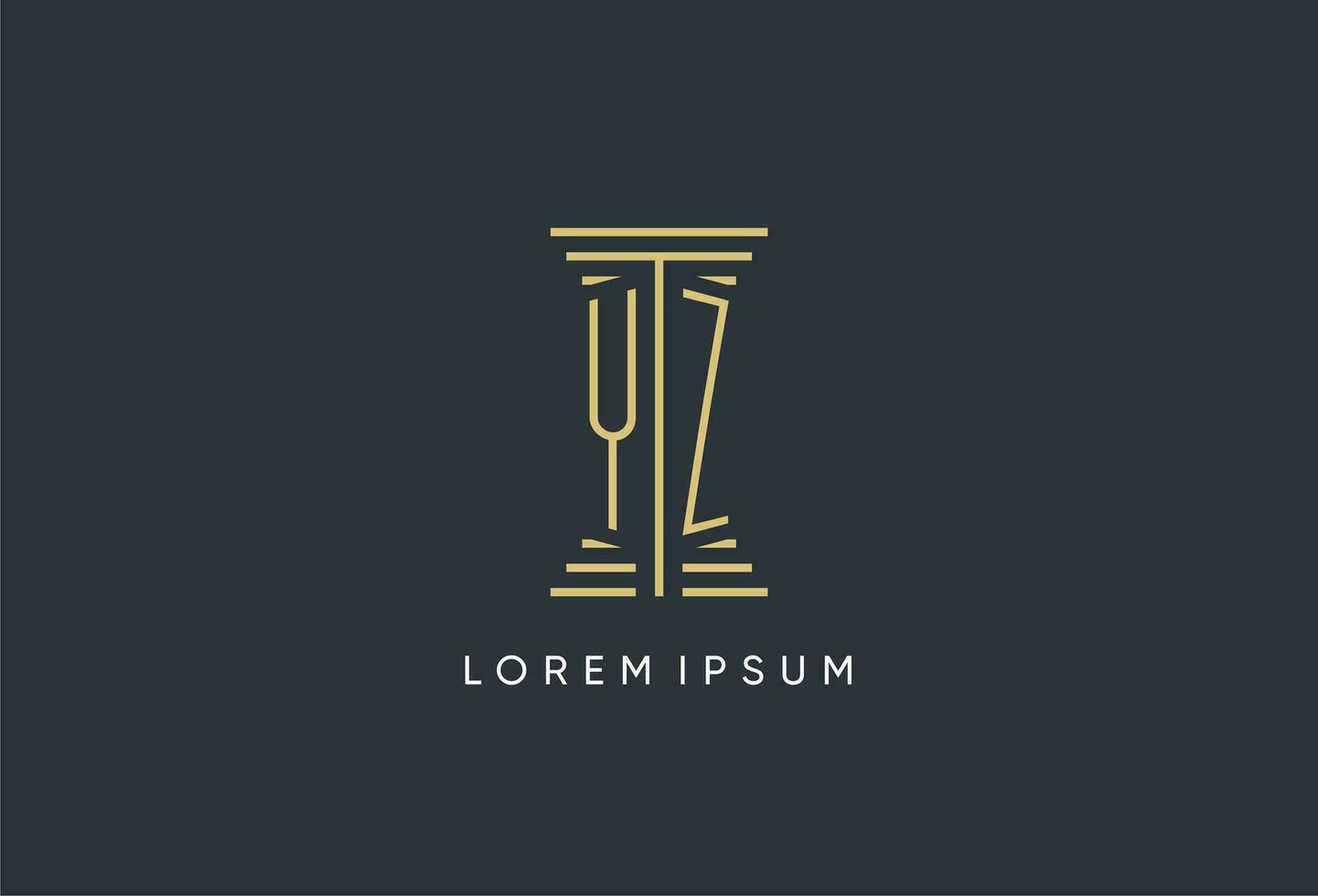 YZ initial monogram with pillar shape logo design vector