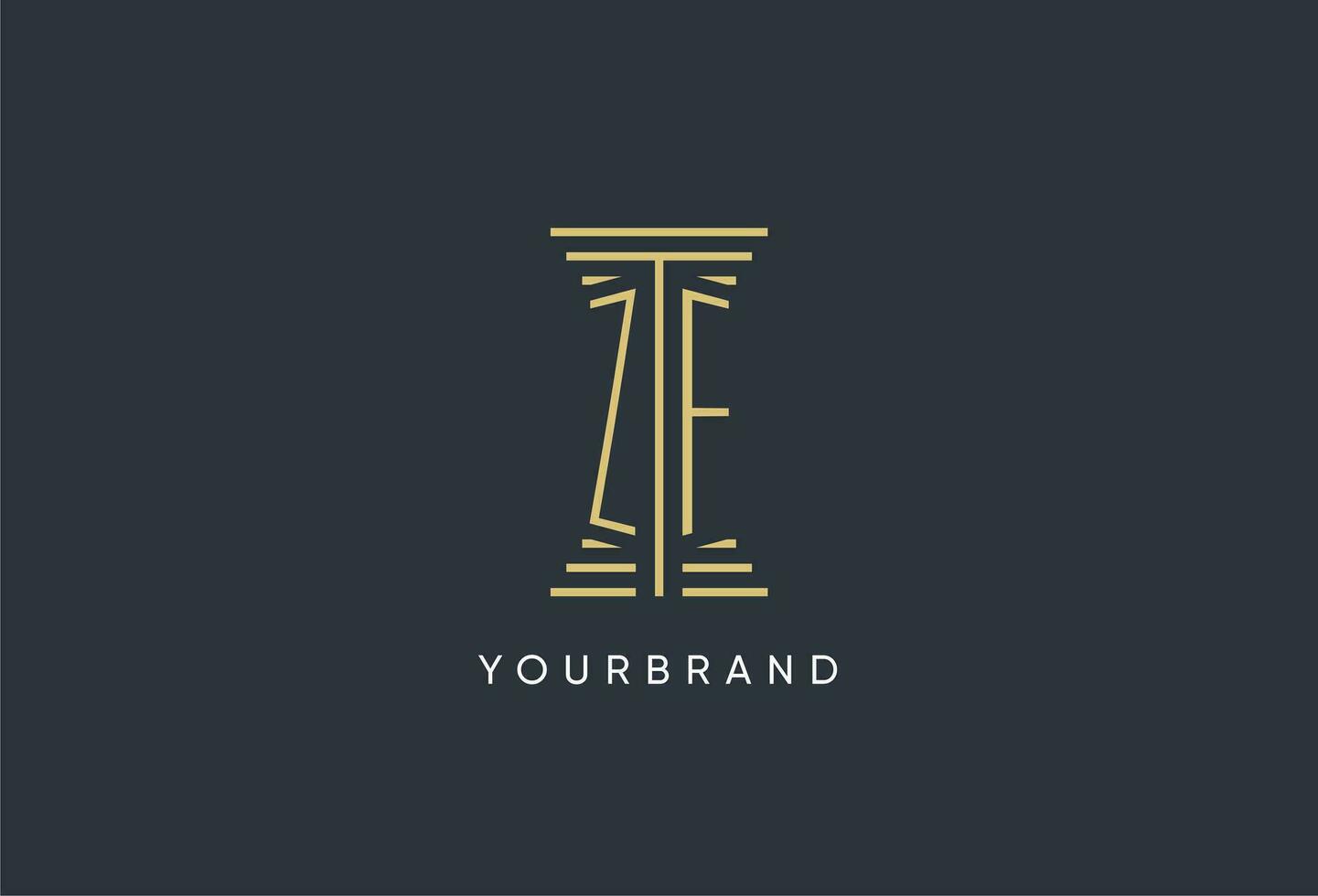 ZF initial monogram with pillar shape logo design vector