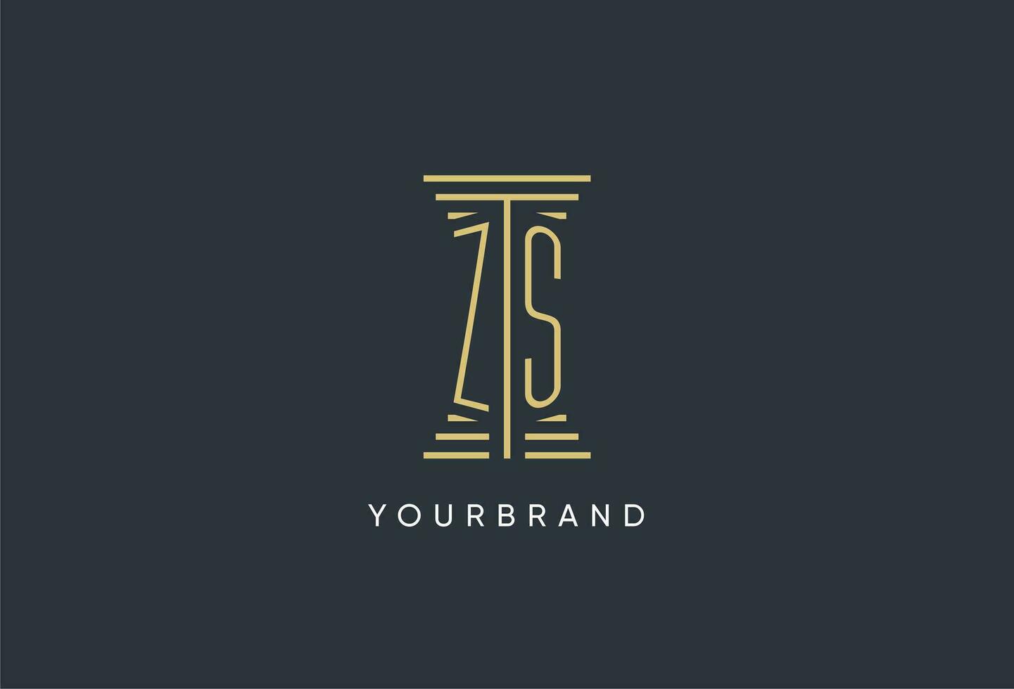 ZS initial monogram with pillar shape logo design vector