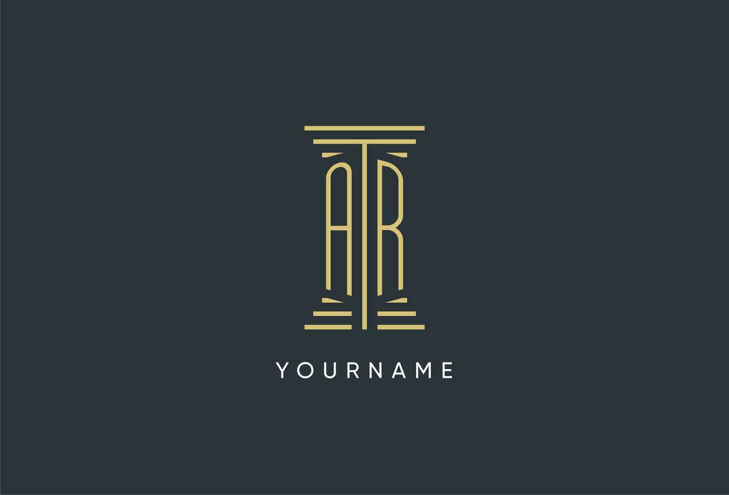 AR initial monogram with pillar shape logo design vector
