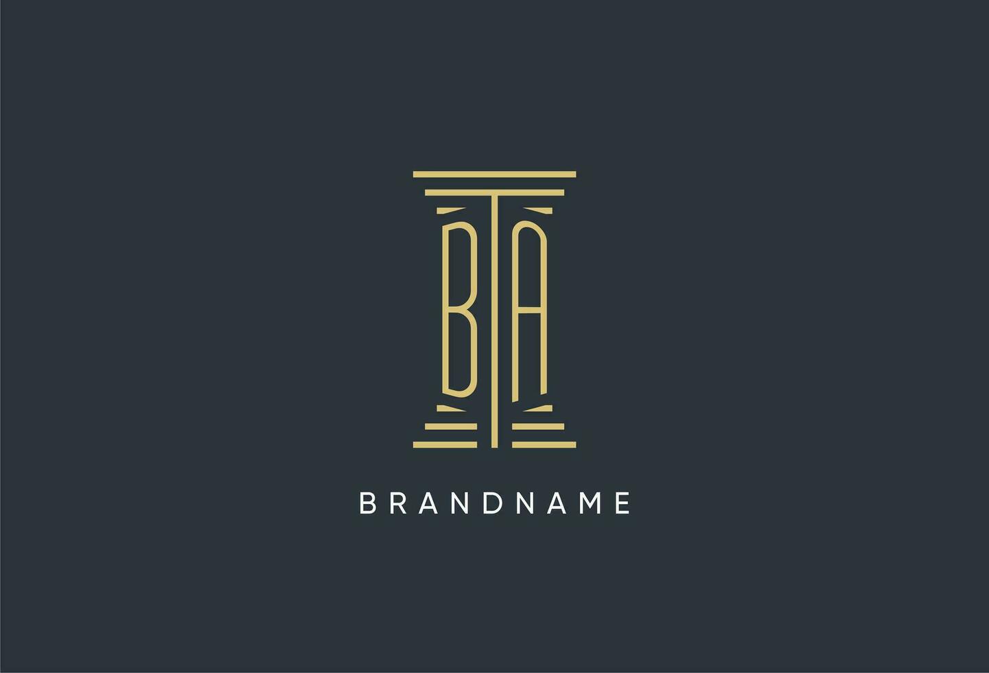 BA initial monogram with pillar shape logo design vector