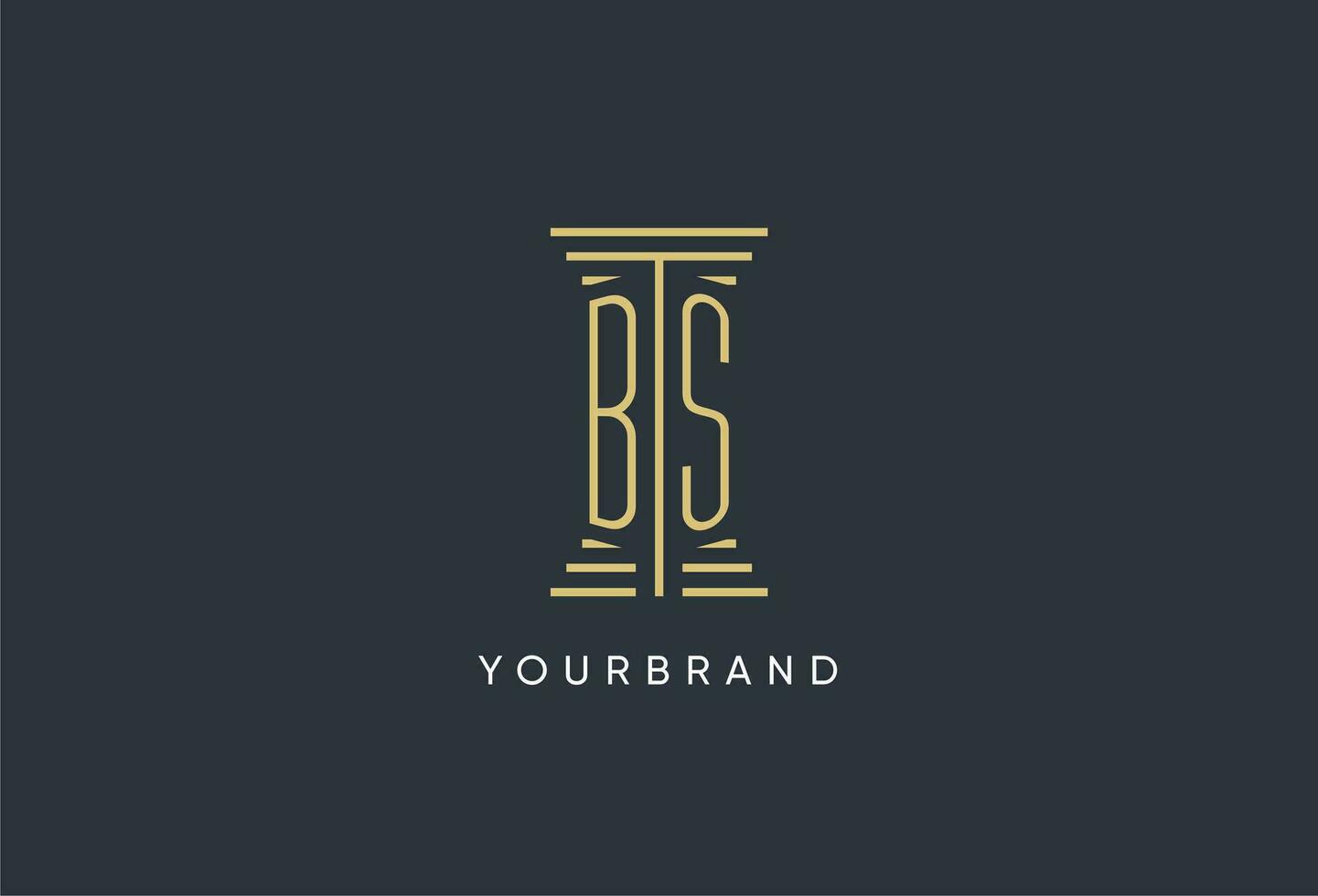 BS initial monogram with pillar shape logo design vector