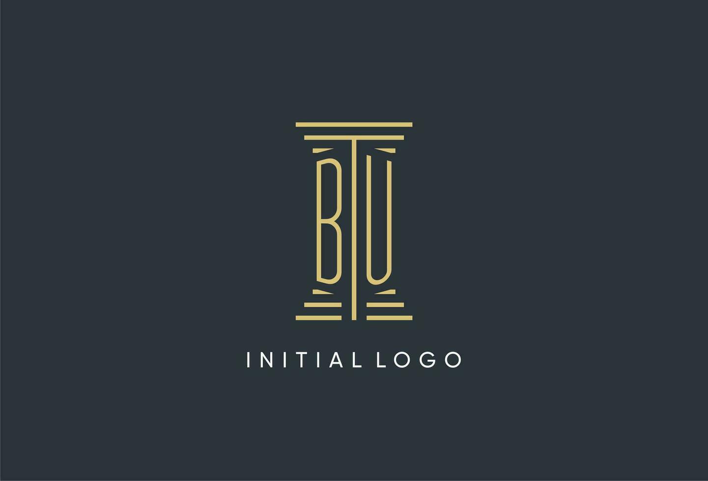 BU initial monogram with pillar shape logo design vector