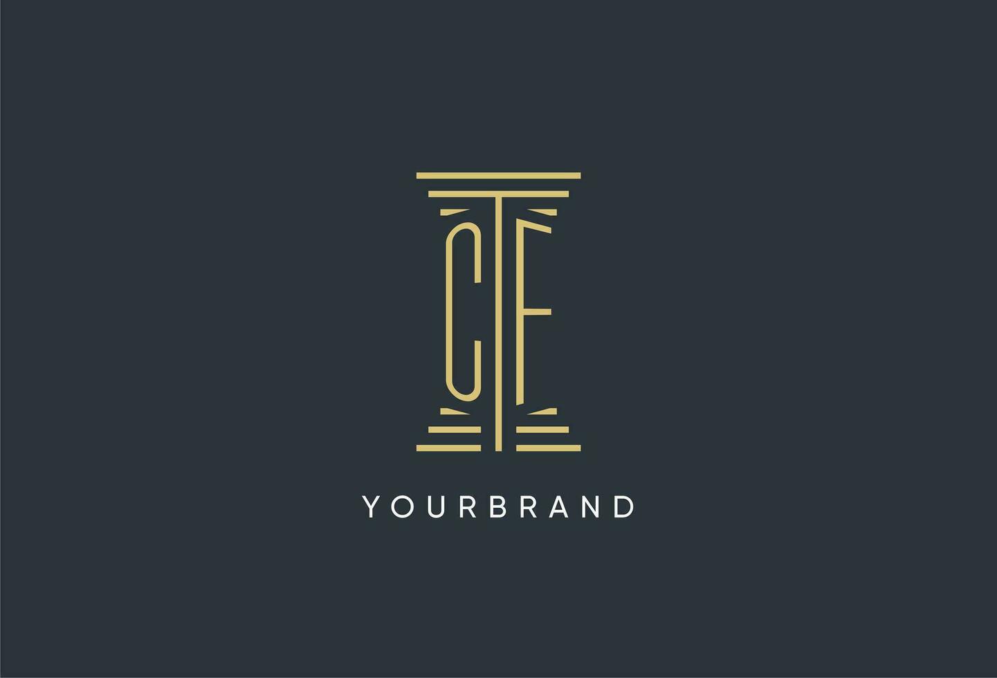 CF initial monogram with pillar shape logo design vector